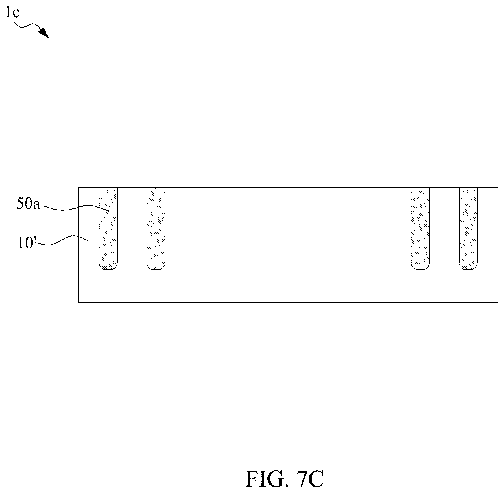 Patent US11824031 Figure 14 – Semiconductor package structure with dielectric structure covering upper surface of chip