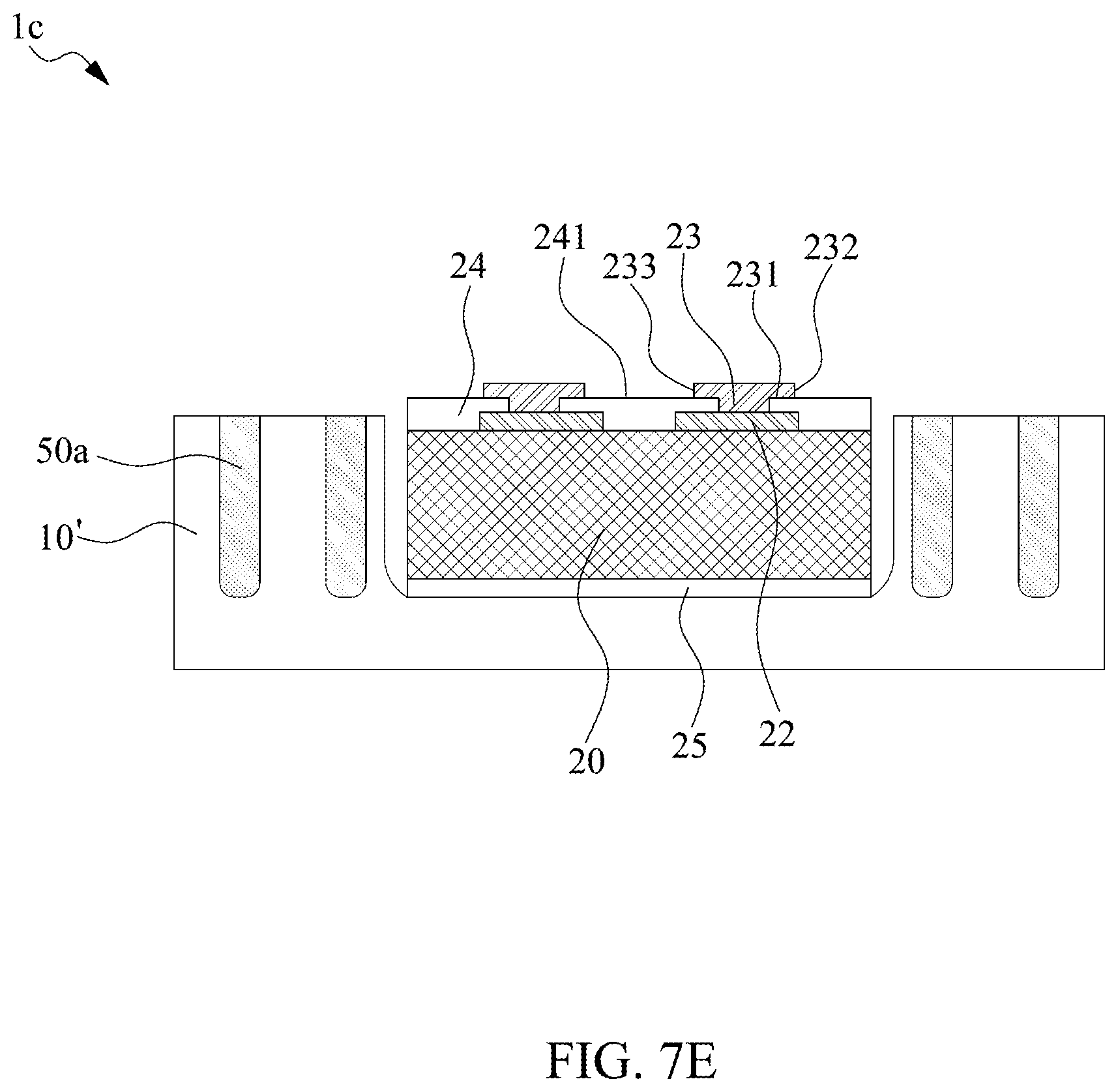 Patent US11824031 Figure 16 – Semiconductor package structure with dielectric structure covering upper surface of chip