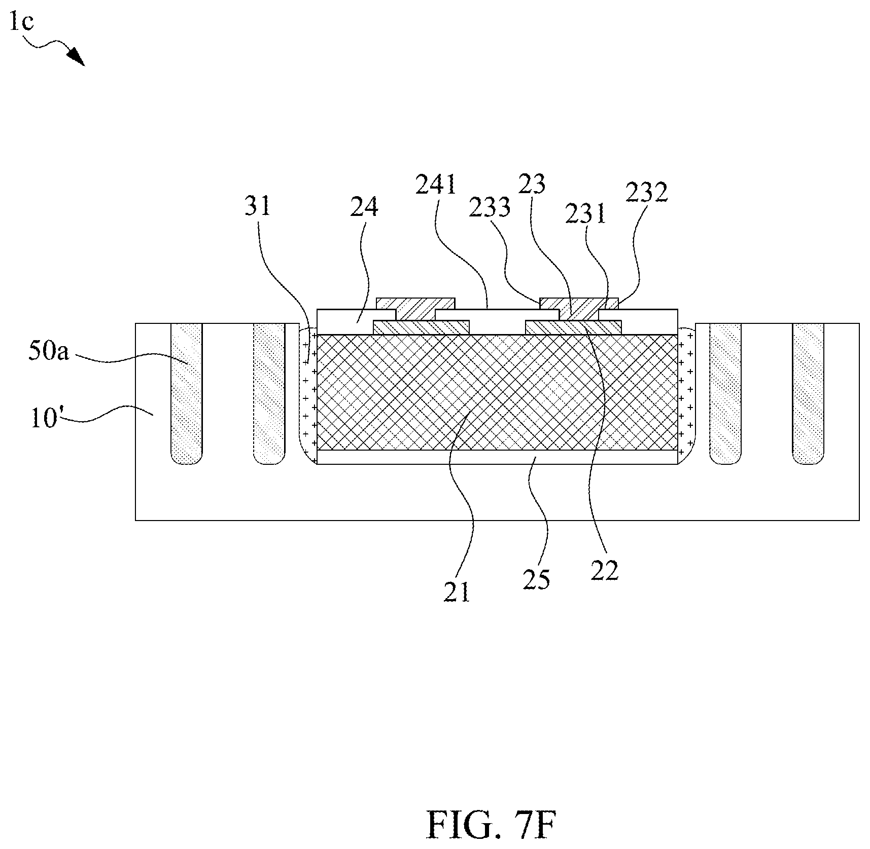 Patent US11824031 Figure 17 – Semiconductor package structure with dielectric structure covering upper surface of chip