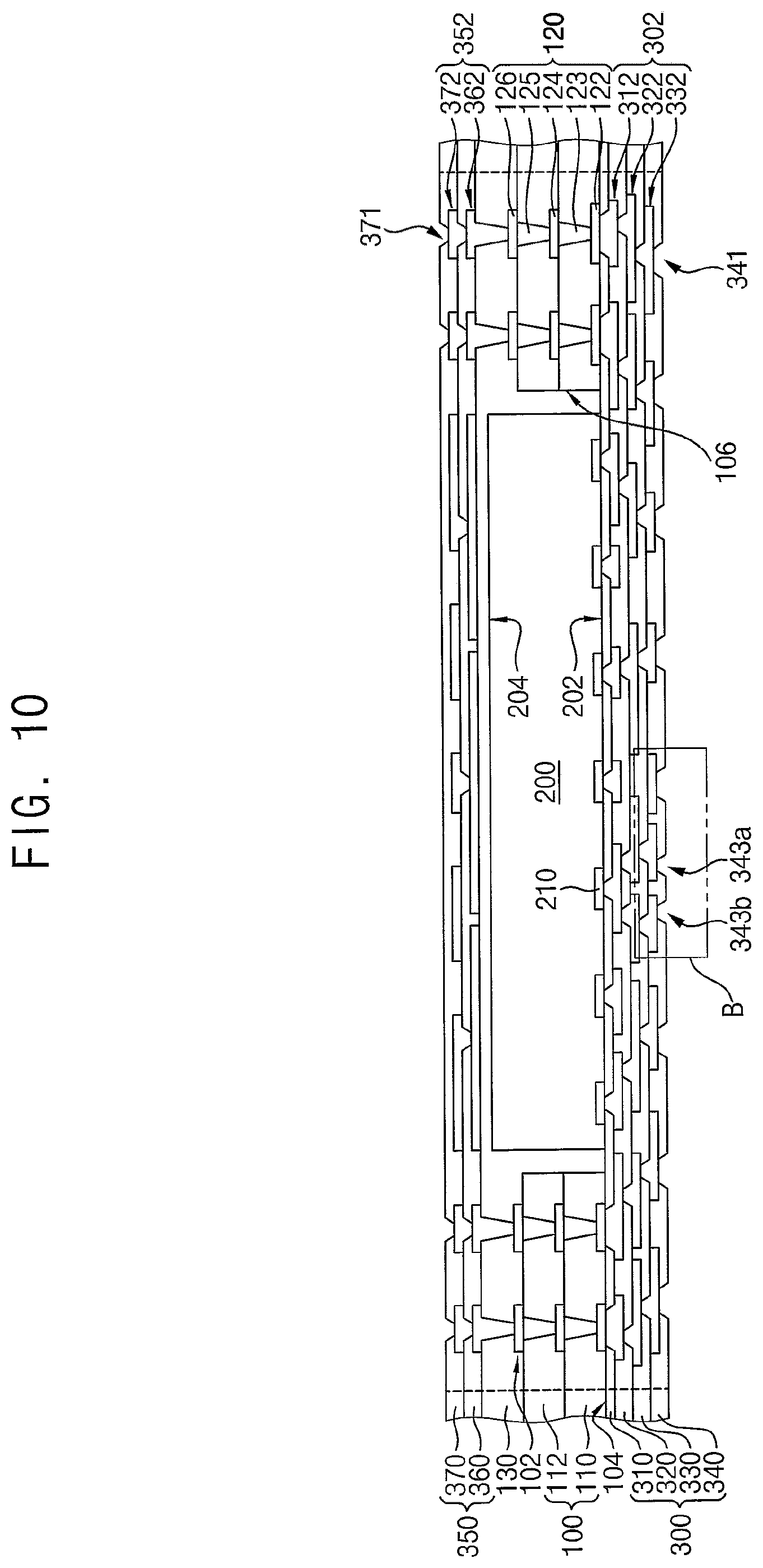 Patent US11824033 Figure 10 – Semiconductor package and method of manufacturing the semiconductor package