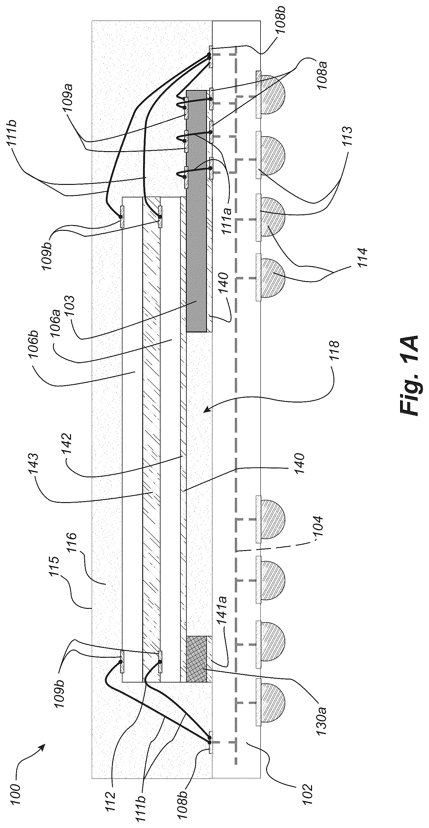 Patent US11824044 Figure 1 – Stacked semiconductor die assemblies with die support members and associated systems and methods