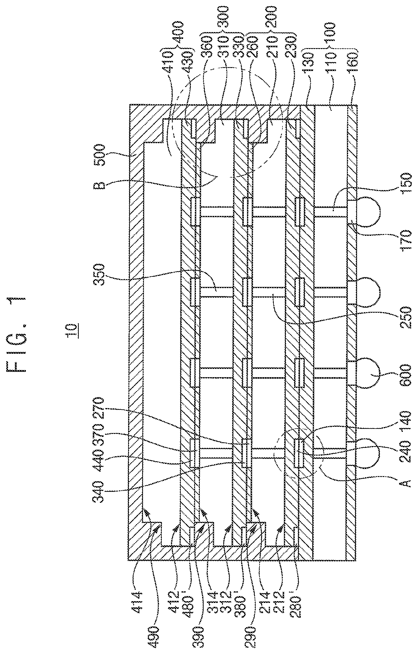 Patent US11824045 Figure 1 – Semiconductor package and method of manufacturing the semiconductor package