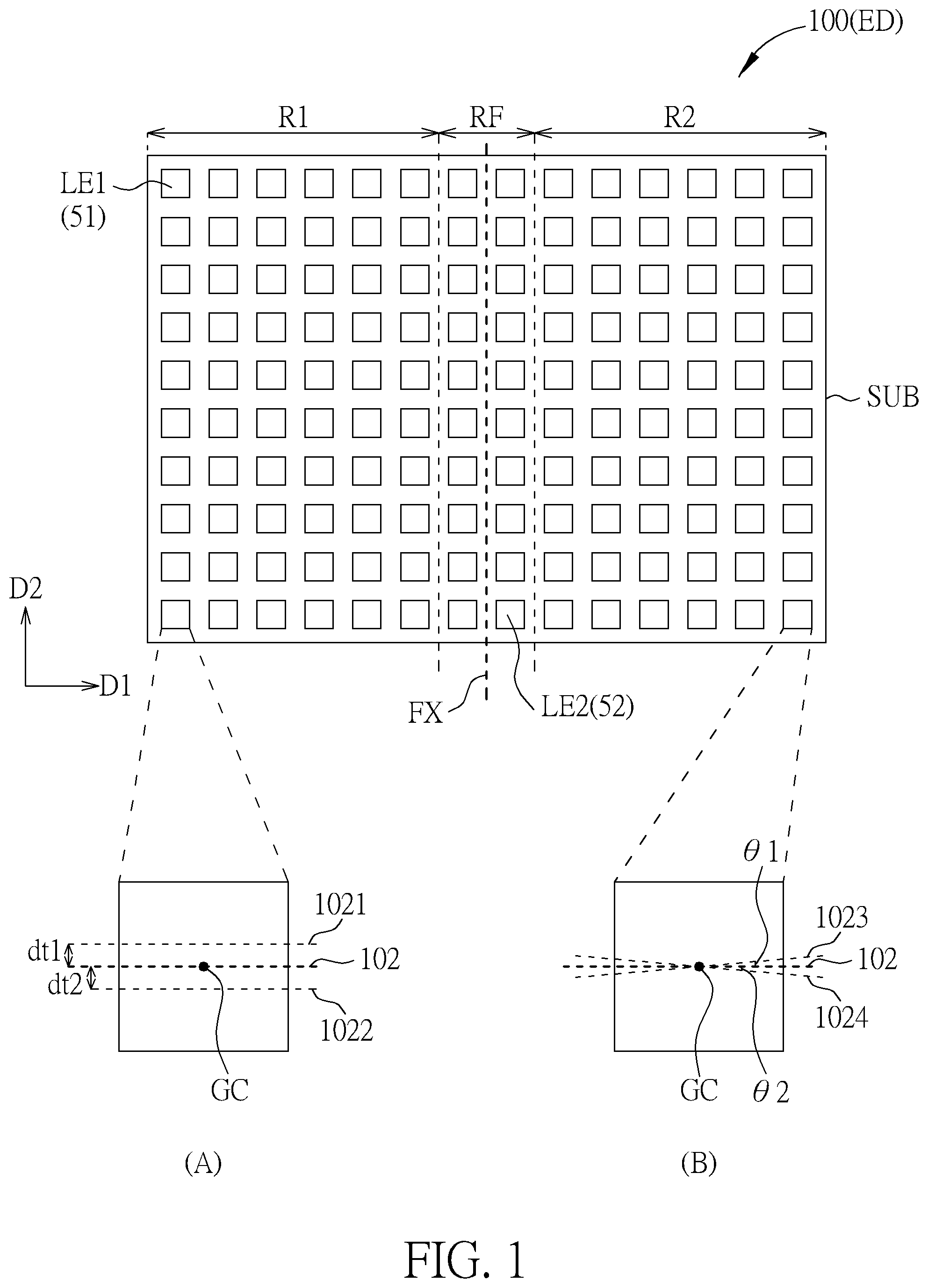 Patent US11824050 Figure 1 – Foldable display device and foldable electronic device