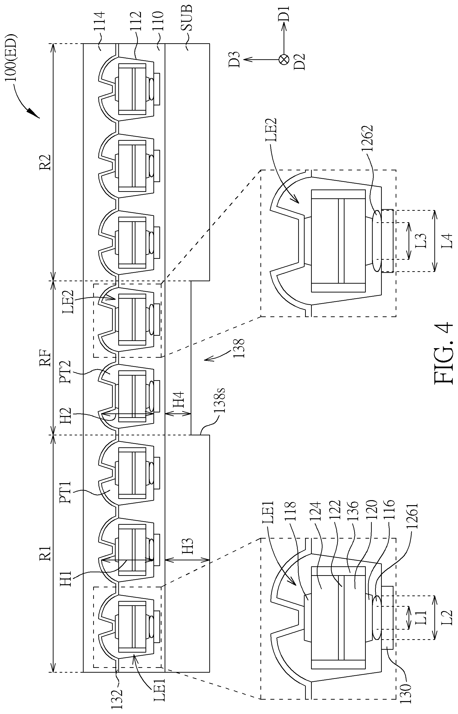 Patent US11824050 Figure 4 – Foldable display device and foldable electronic device