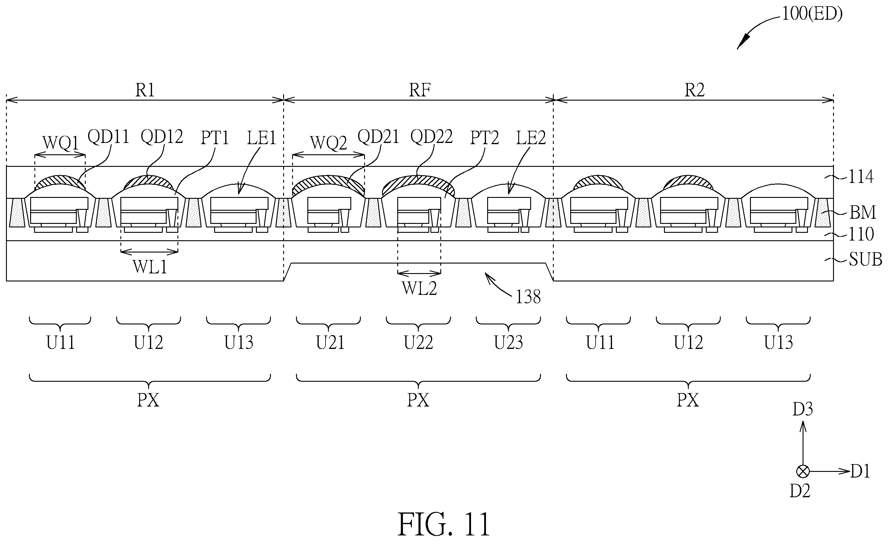 Patent US11824050 Figure 11 – Foldable display device and foldable electronic device
