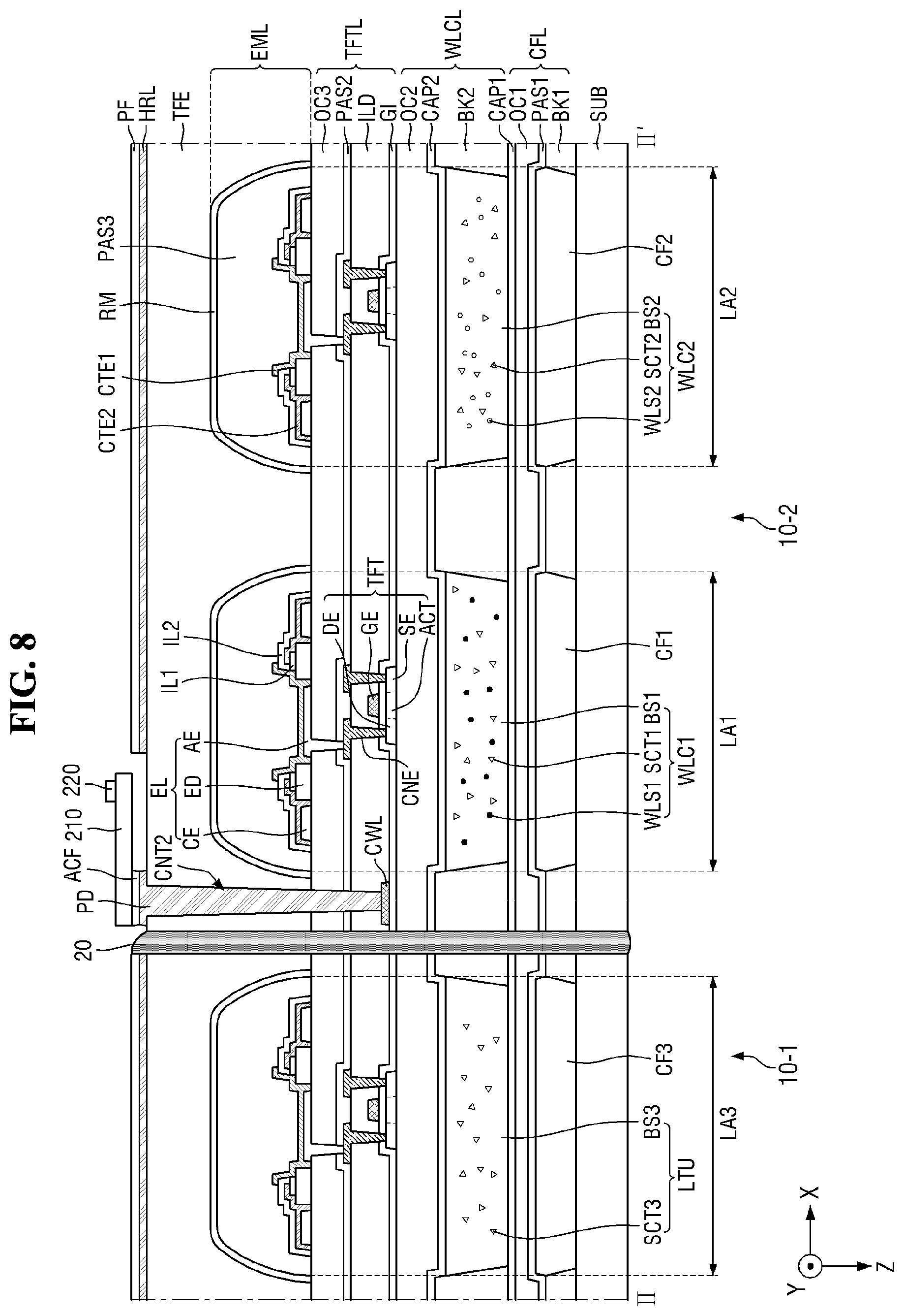 Patent US11824051 Figure 8 – Display device and tiled display device including the same