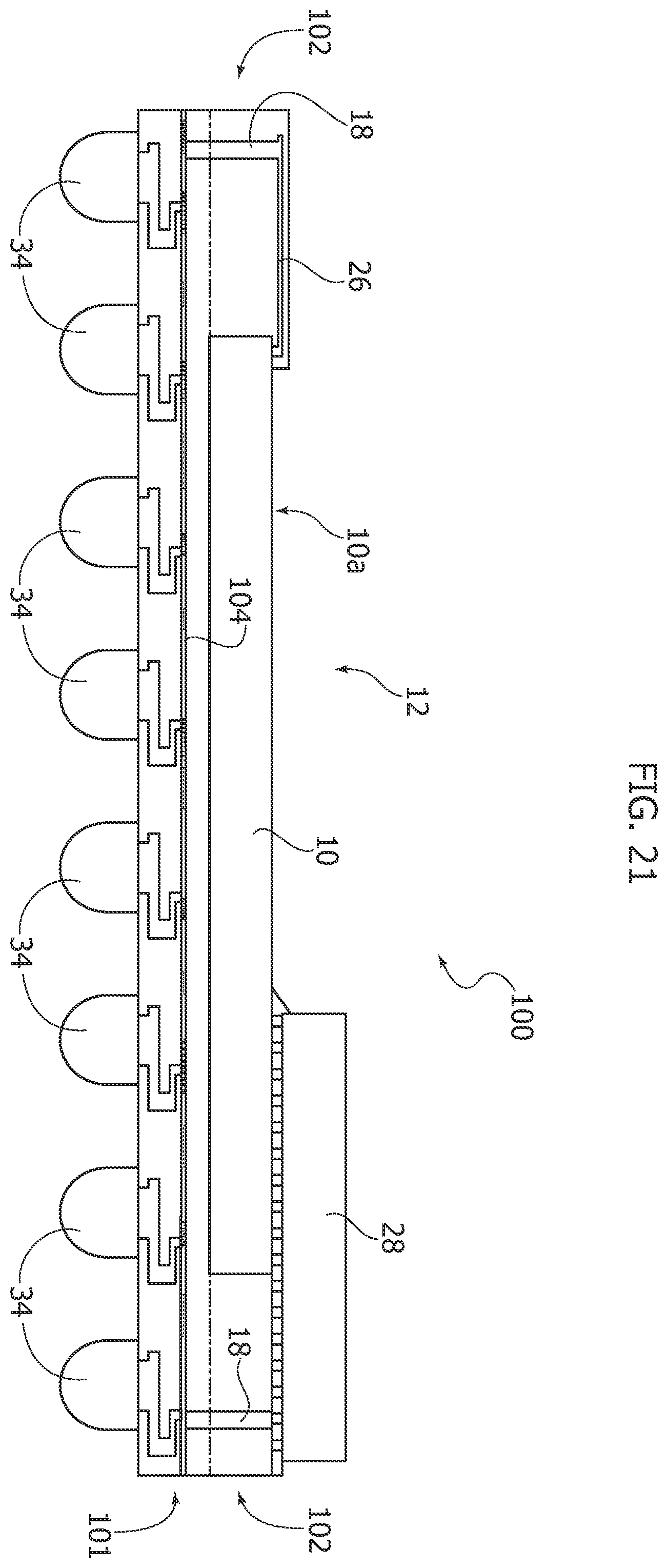 Patent US11824052 Figure 9 – Electro-optical system with an electrical integrated circuit over an optical integrated circuit