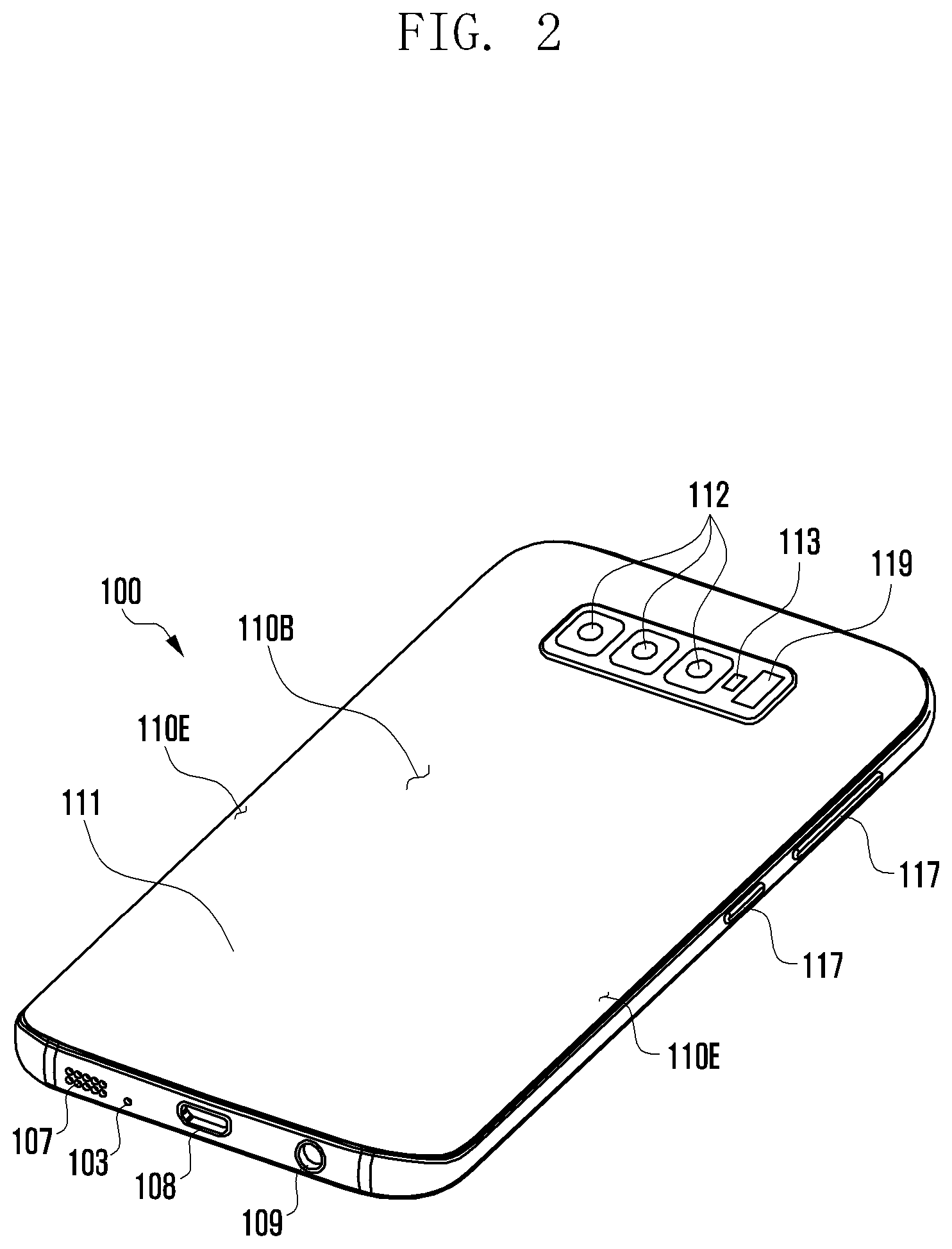 Patent US11824053 Figure 2 – Electronic device including display and camera device