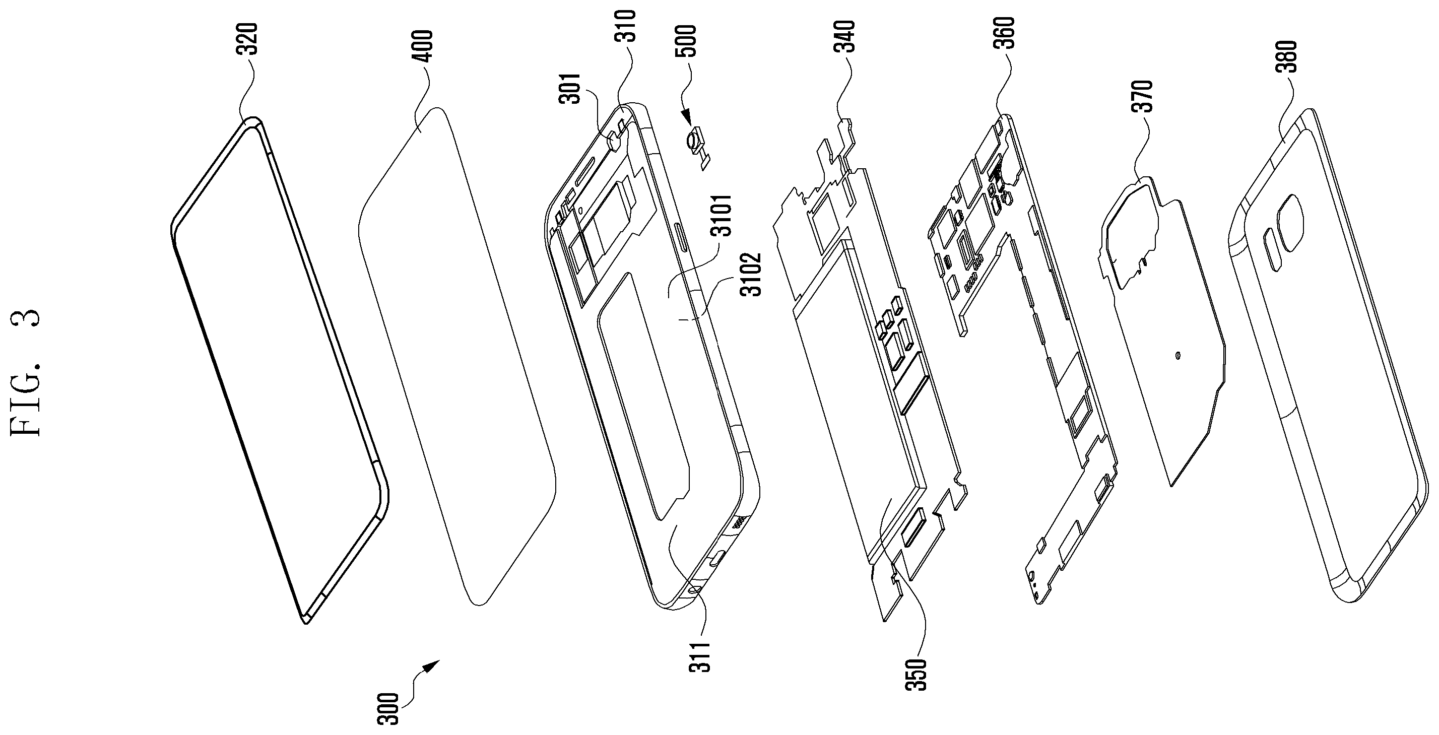 Patent US11824053 Figure 3 – Electronic device including display and camera device