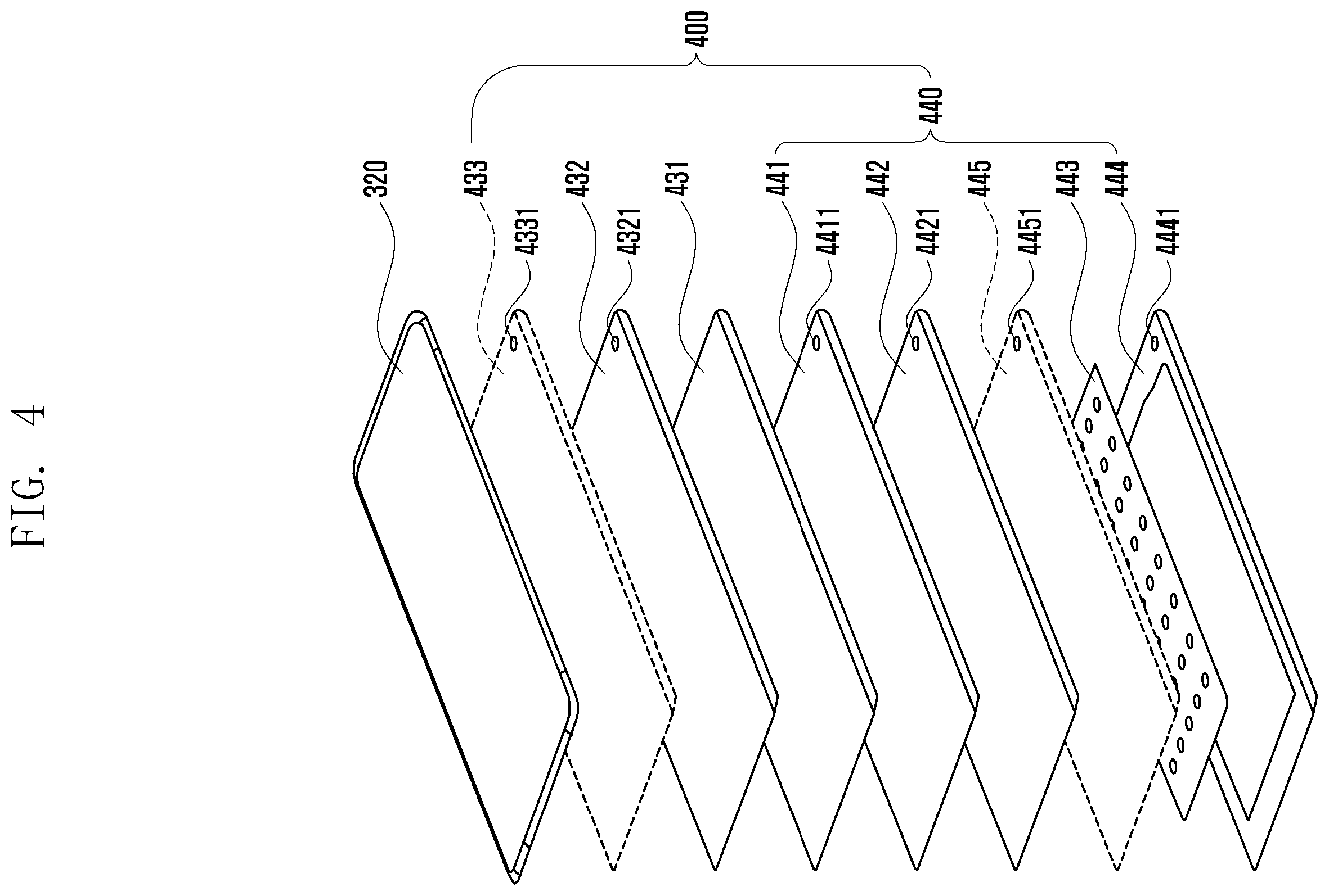 Patent US11824053 Figure 4 – Electronic device including display and camera device