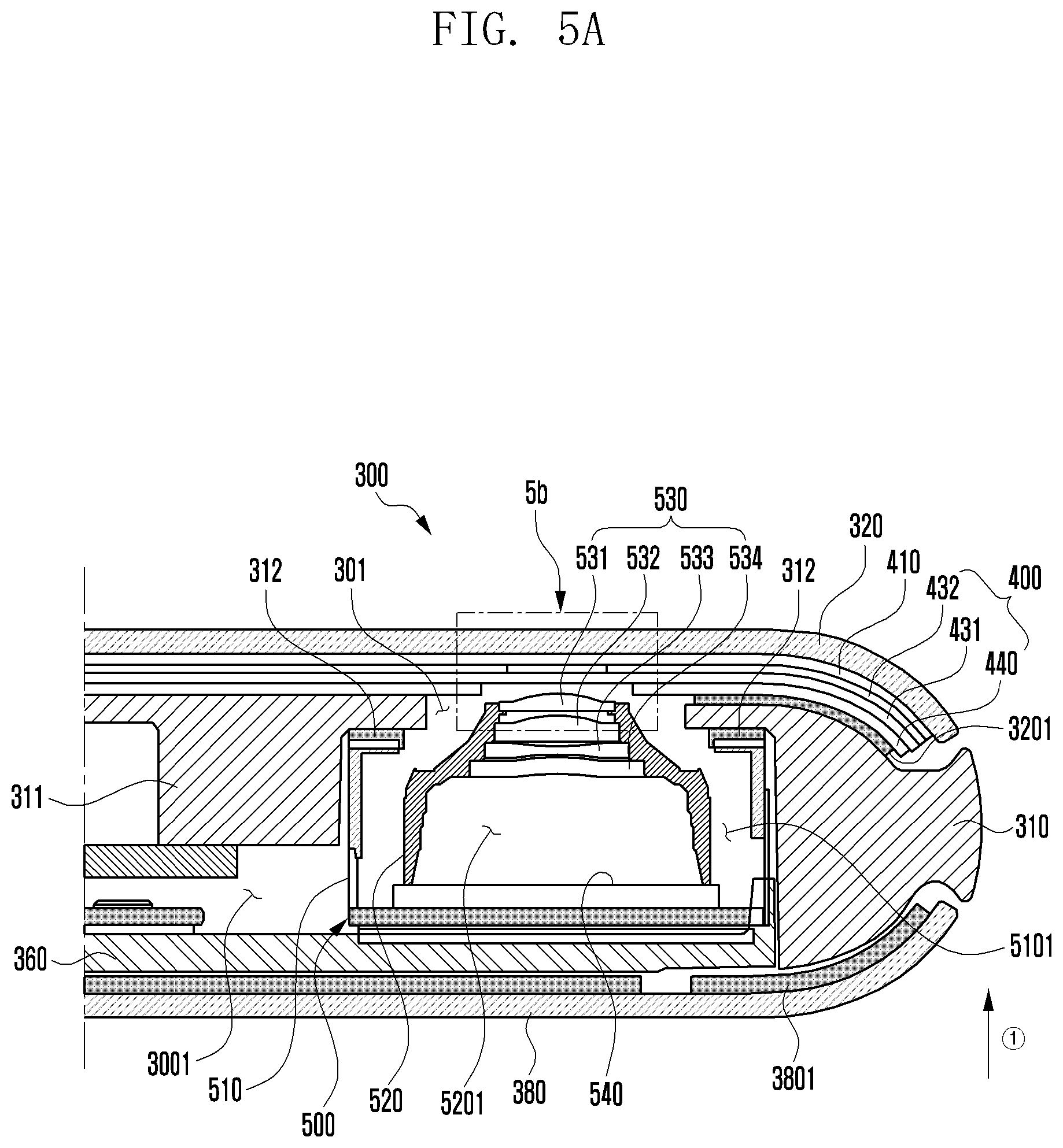 Patent US11824053 Figure 5 – Electronic device including display and camera device