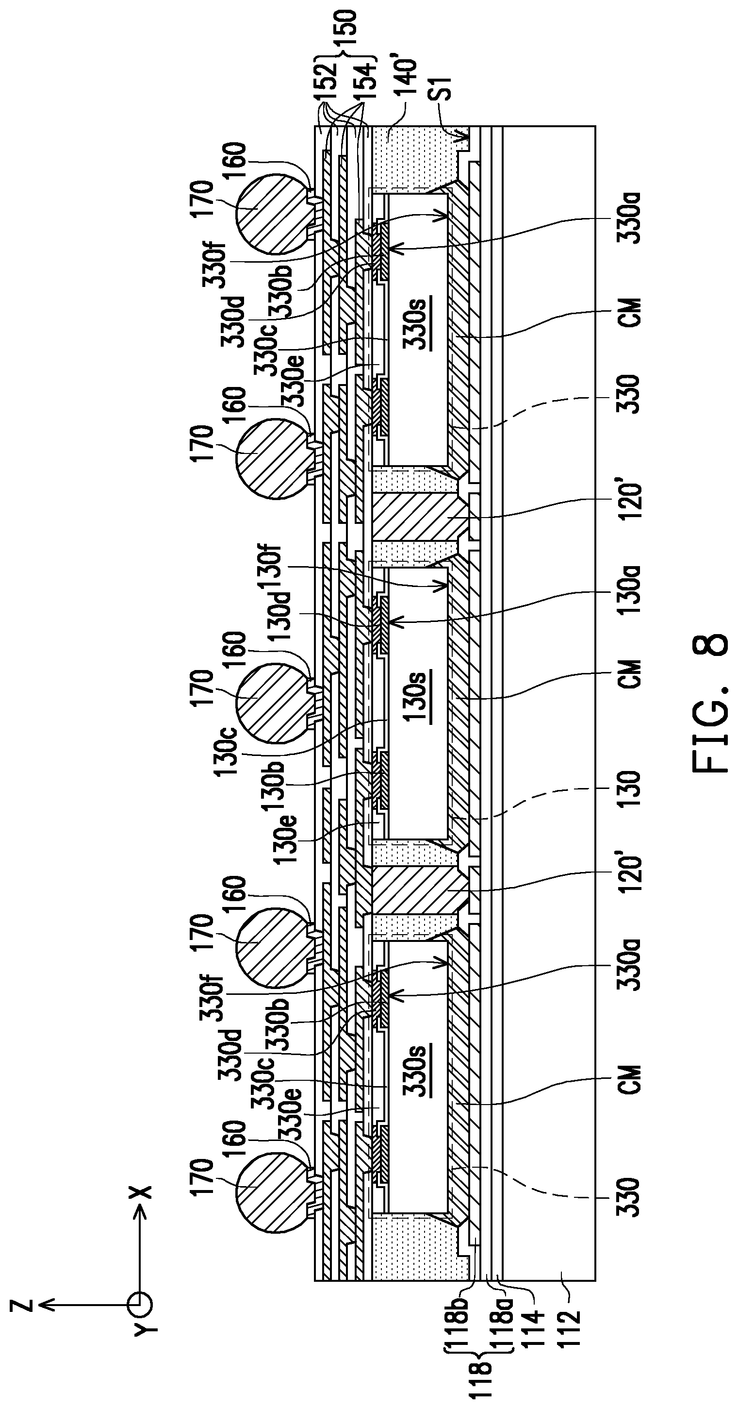 Patent US11824054 Figure 8 – Package structure