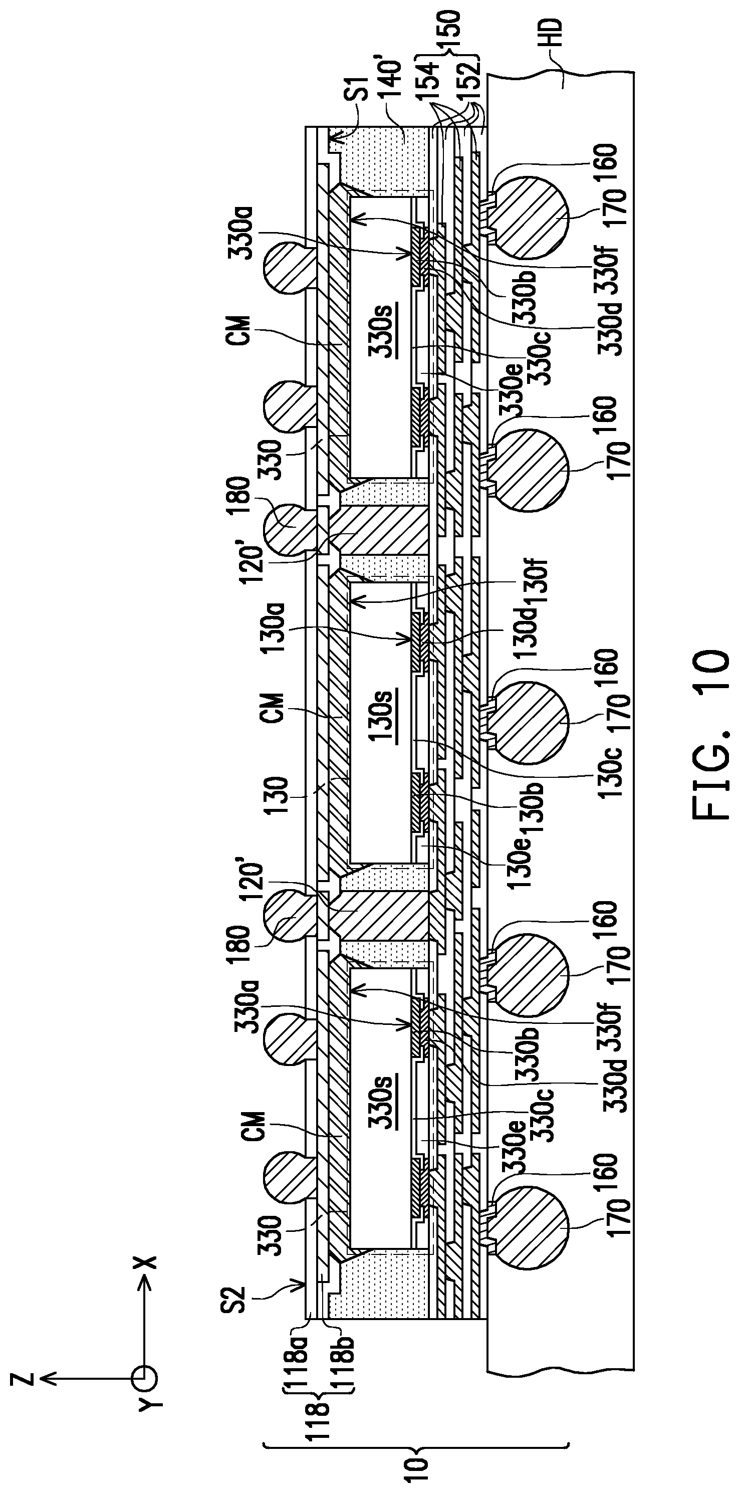 Patent US11824054 Figure 10 – Package structure