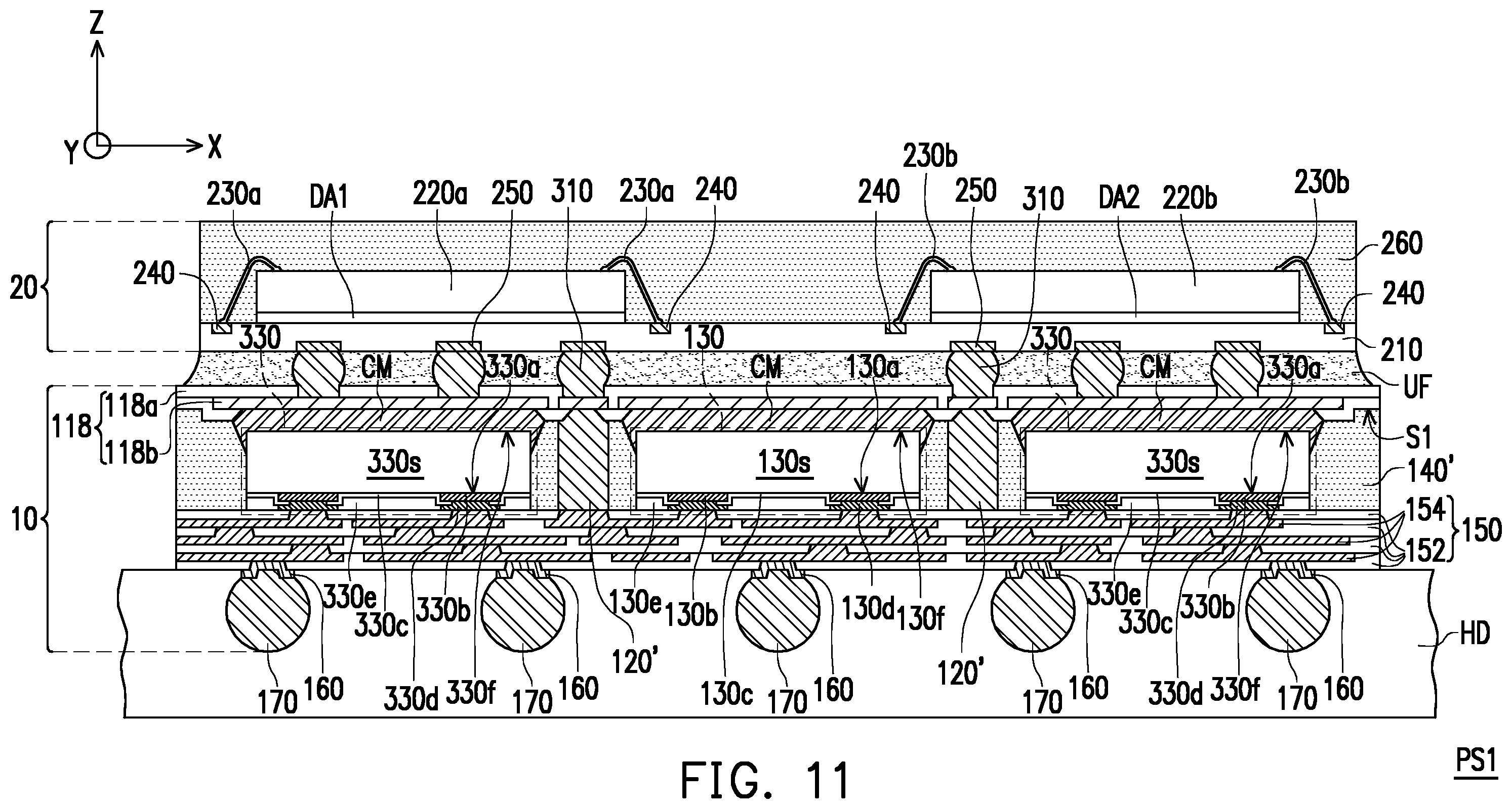 Patent US11824054 Figure 11 – Package structure