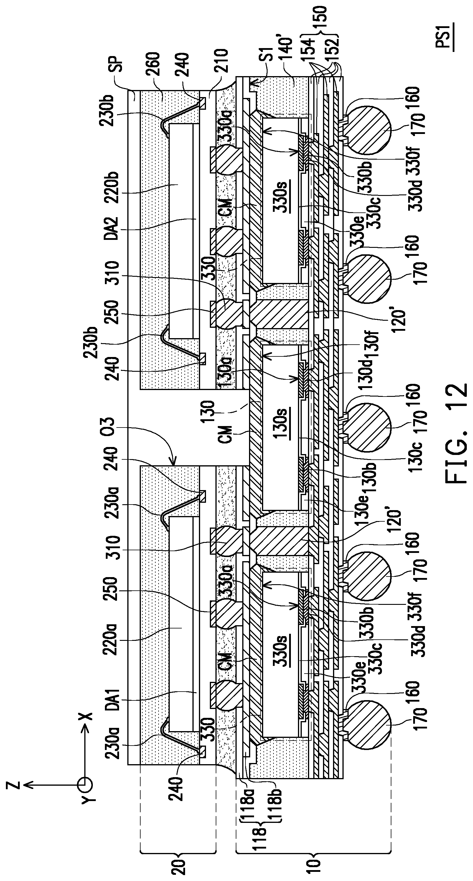 Patent US11824054 Figure 12 – Package structure