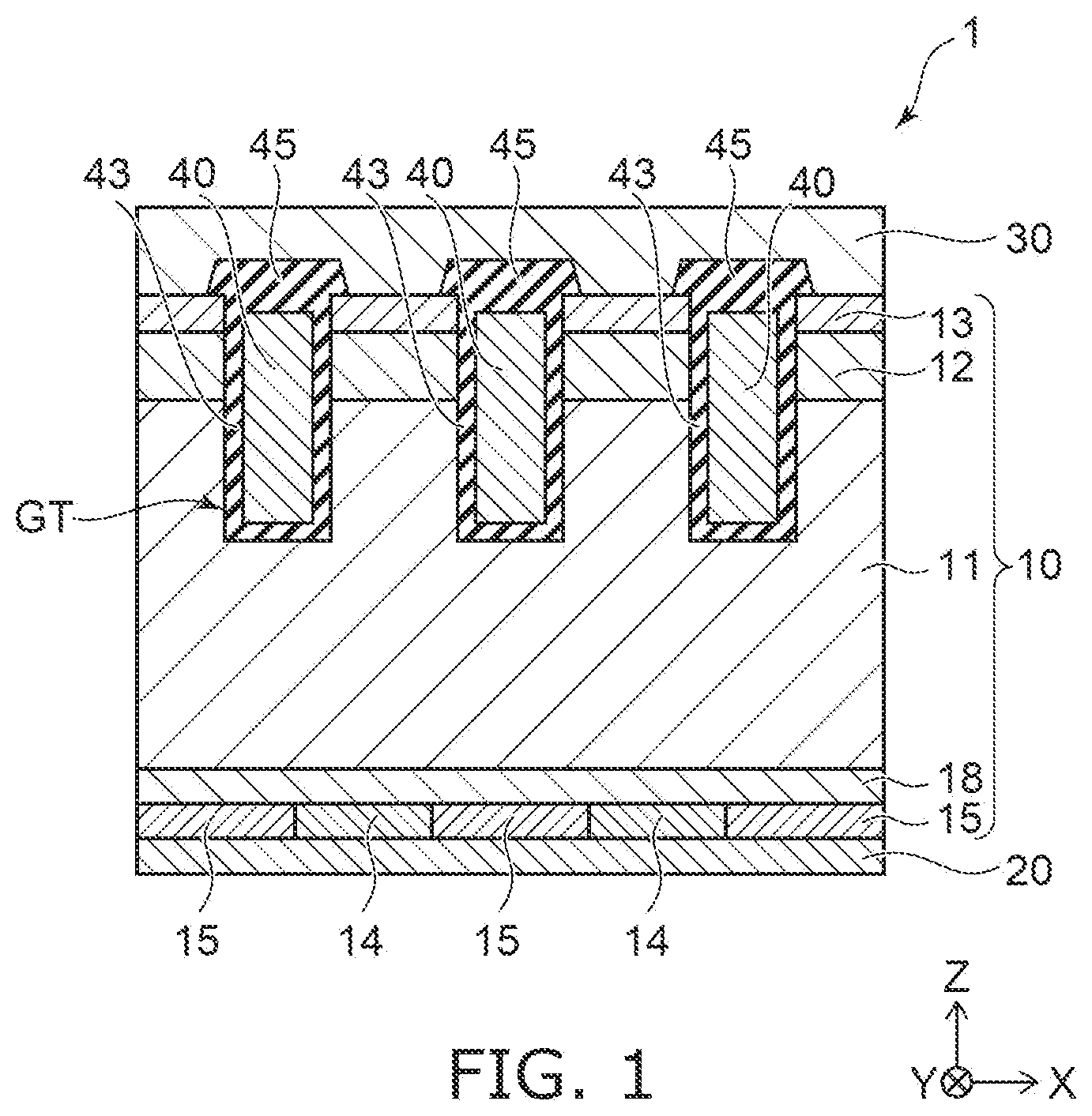 Patent US11824056 Figure 1 – Trench gate IGBT with carrier trap under the control electrode