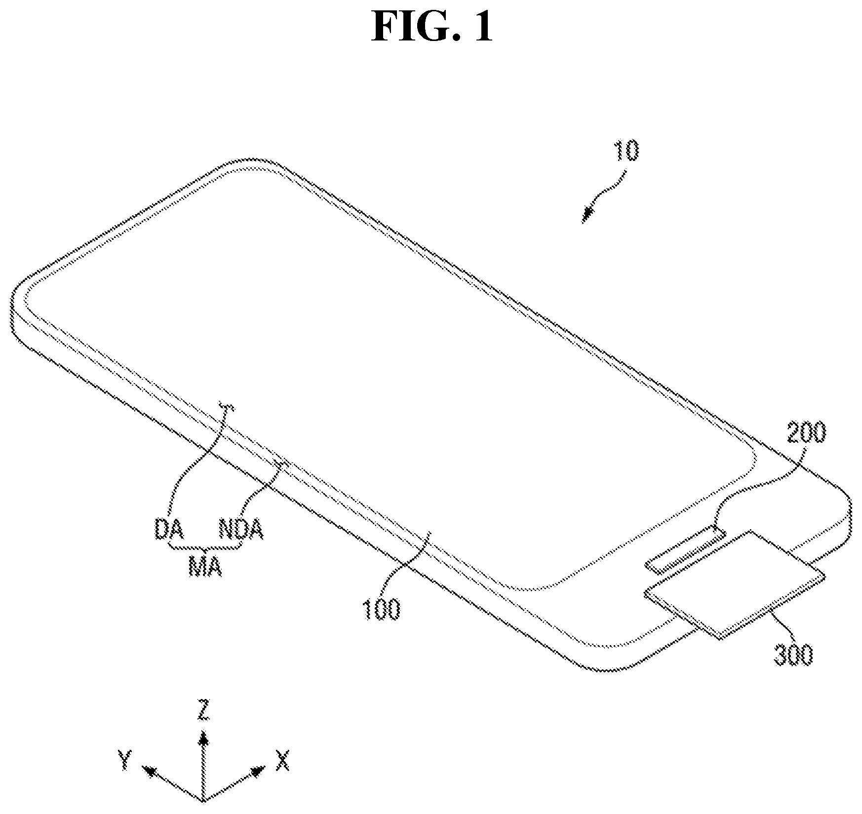 Patent US11824061 Figure 1 – Display device and method of manufacturing the same