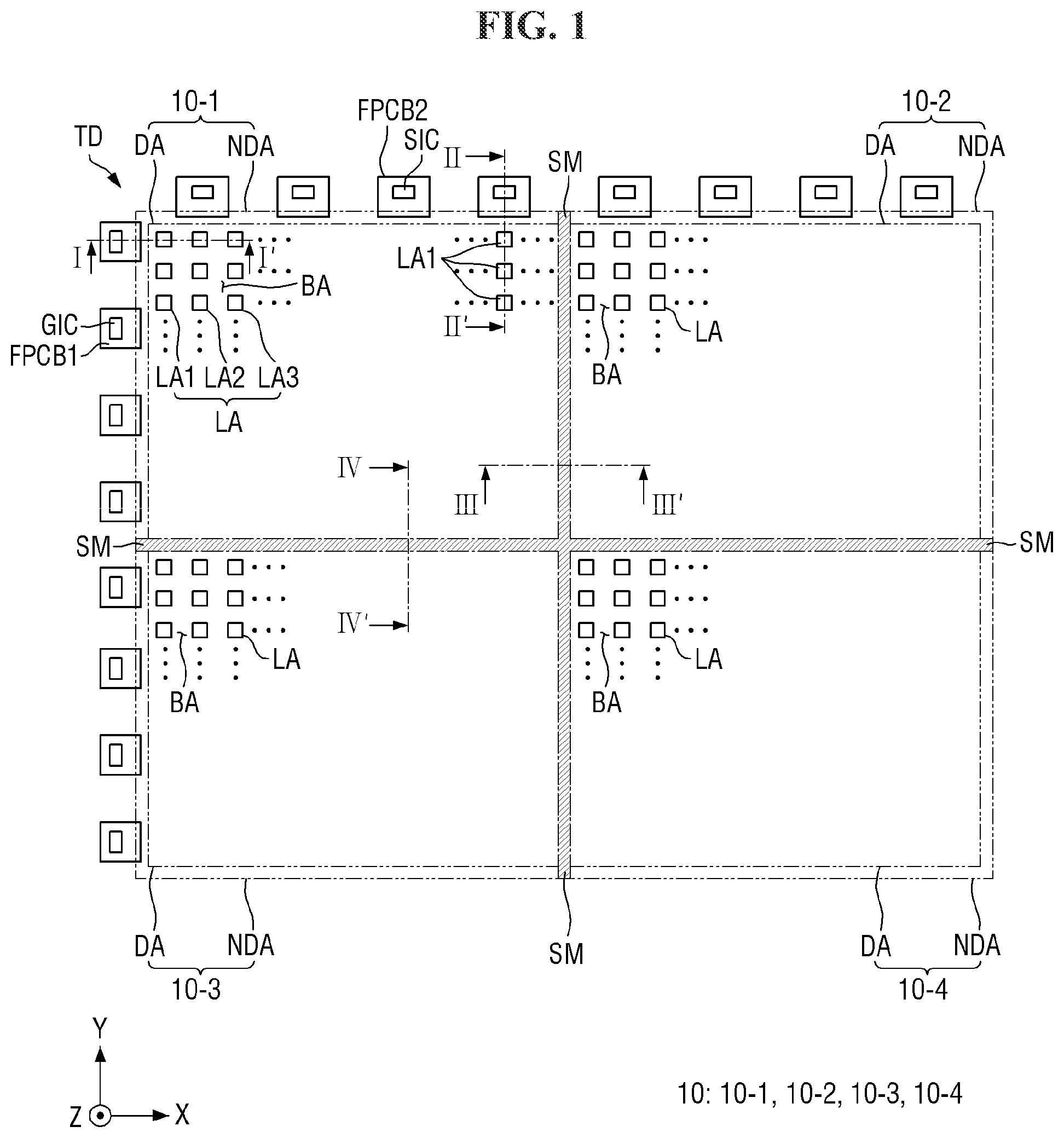Patent US11824064 Figure 1 – Display device, method of manufacturing the same, and tiled display device including the same