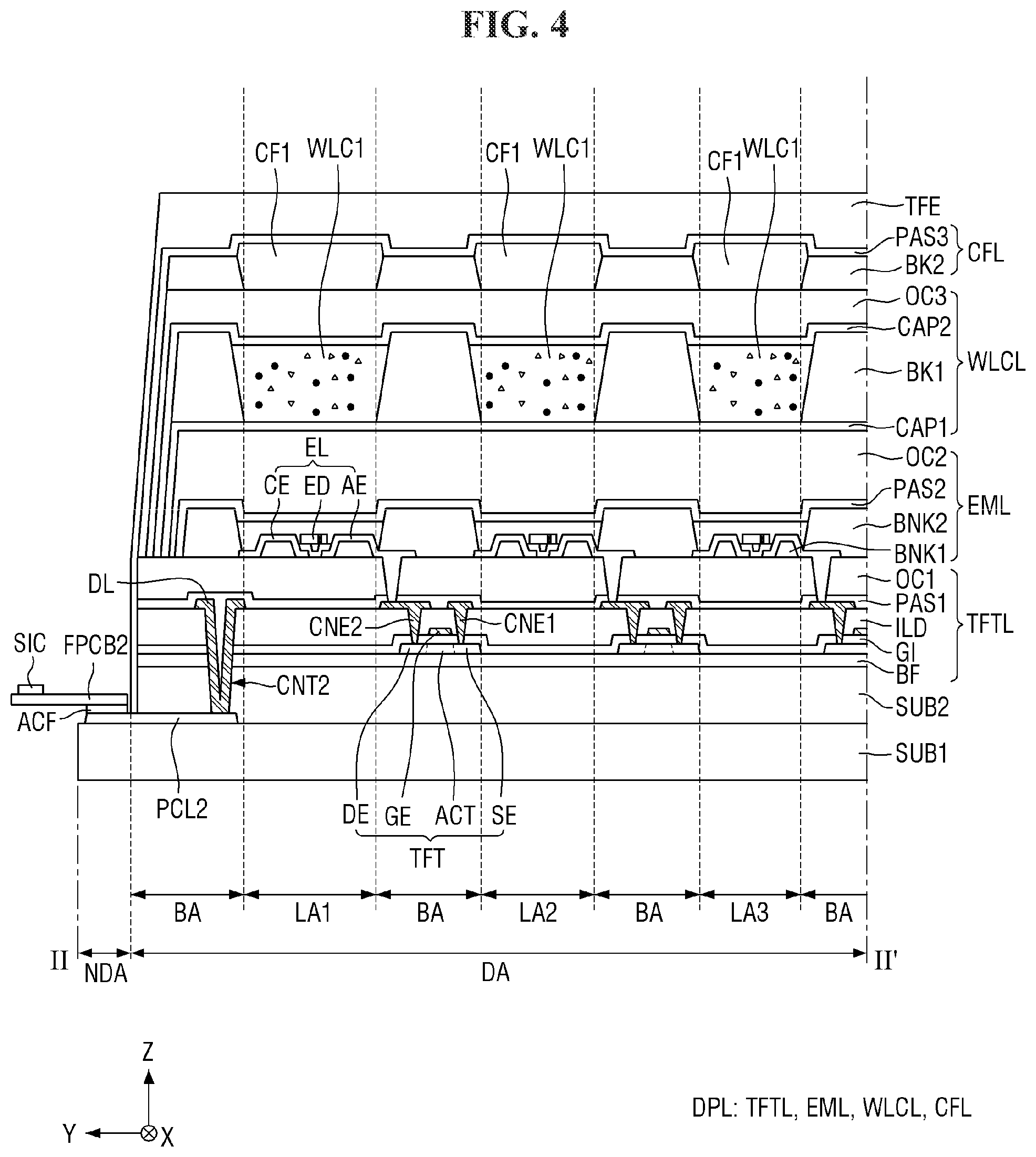 Patent US11824064 Figure 4 – Display device, method of manufacturing the same, and tiled display device including the same