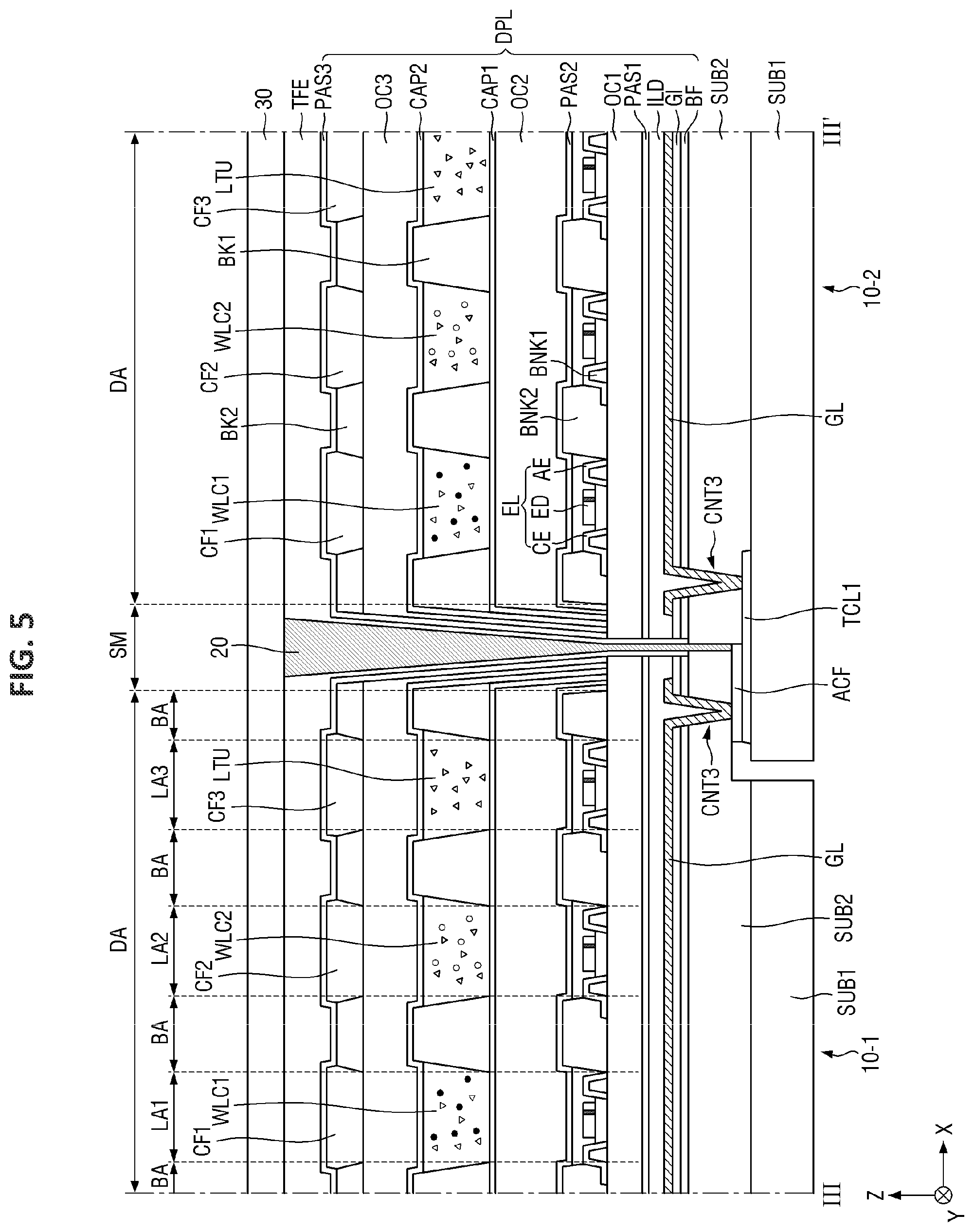 Patent US11824064 Figure 5 – Display device, method of manufacturing the same, and tiled display device including the same