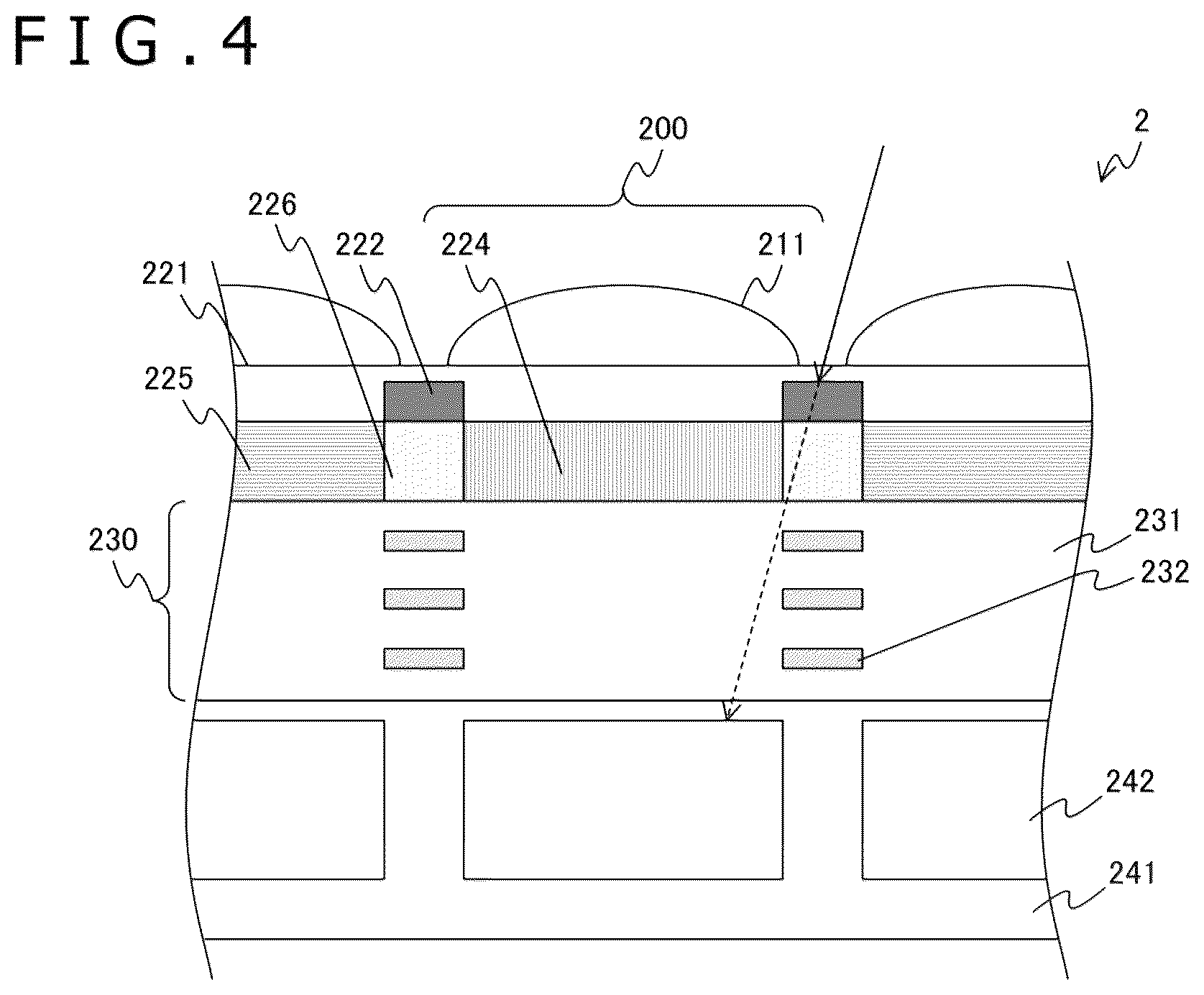 Patent US11824074 Figure 4 – Imaging element and imaging apparatus including incident light attenuating section between color filters