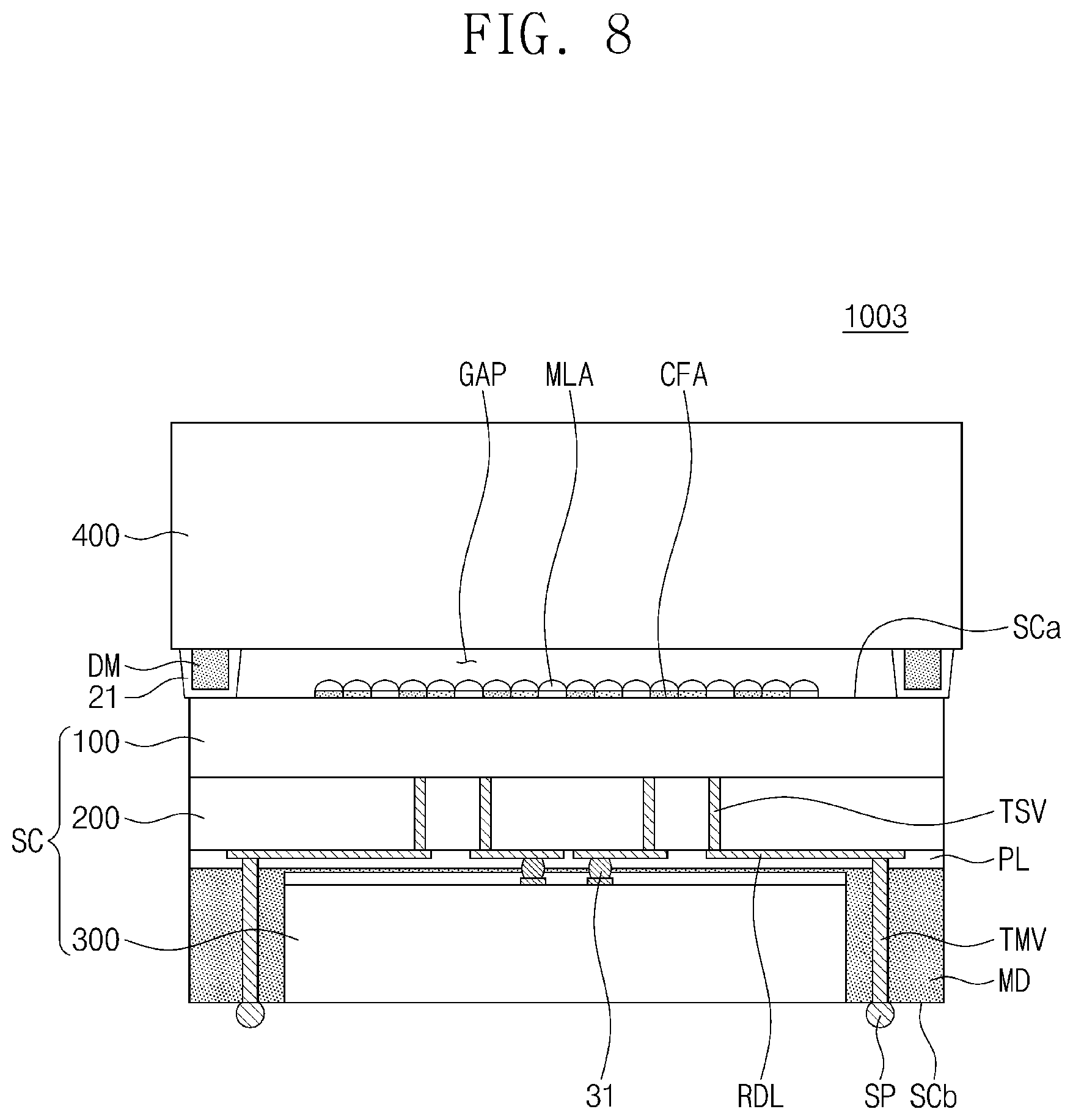 Patent US11824076 Figure 14 – Semiconductor package including an image sensor chip and a method of fabricating the same