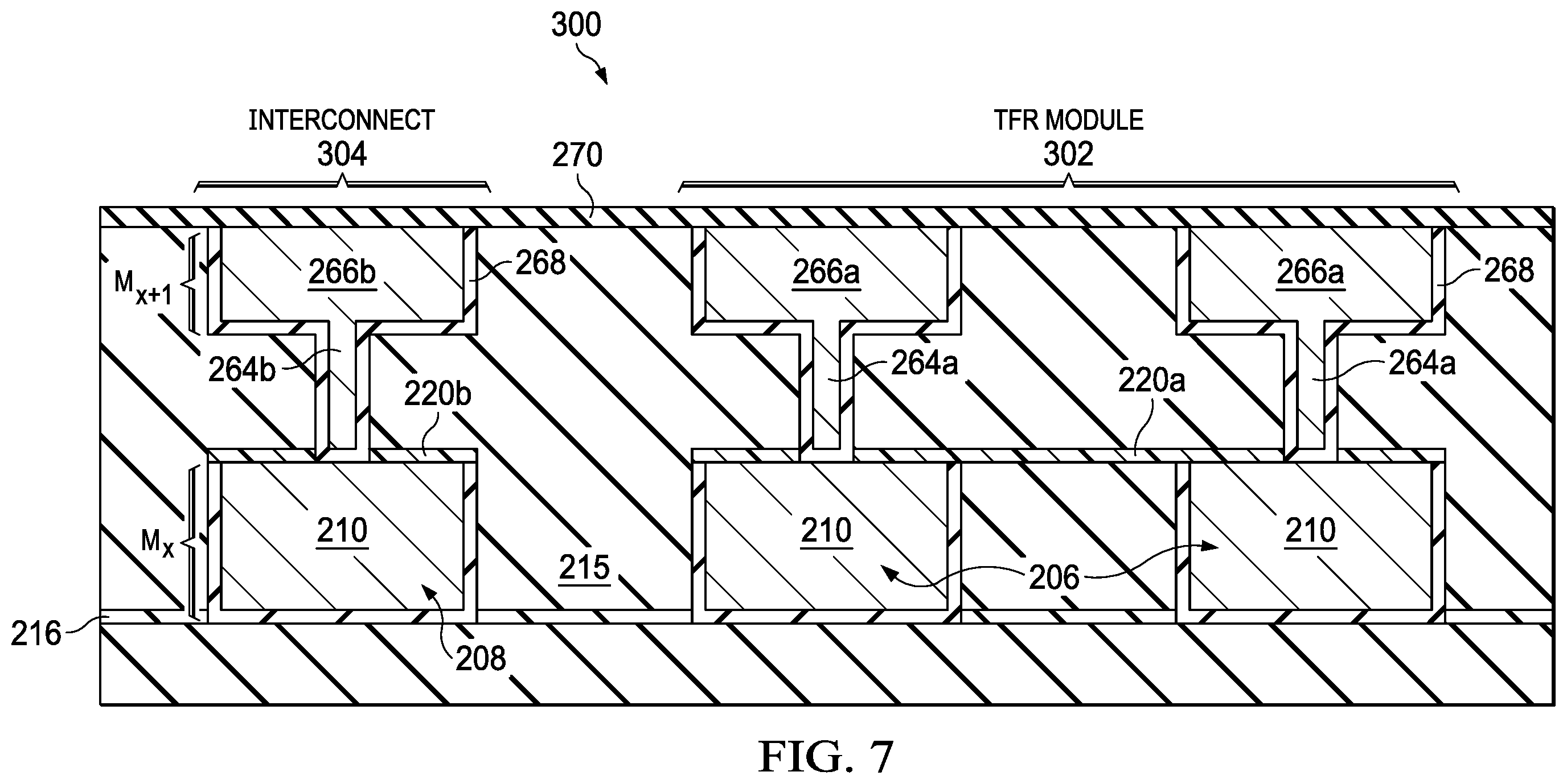 Patent US11824079 Figure 7 – Thin-film resistor (TFR) having a TFR element providing a diffusion barrier for underlying TFR heads