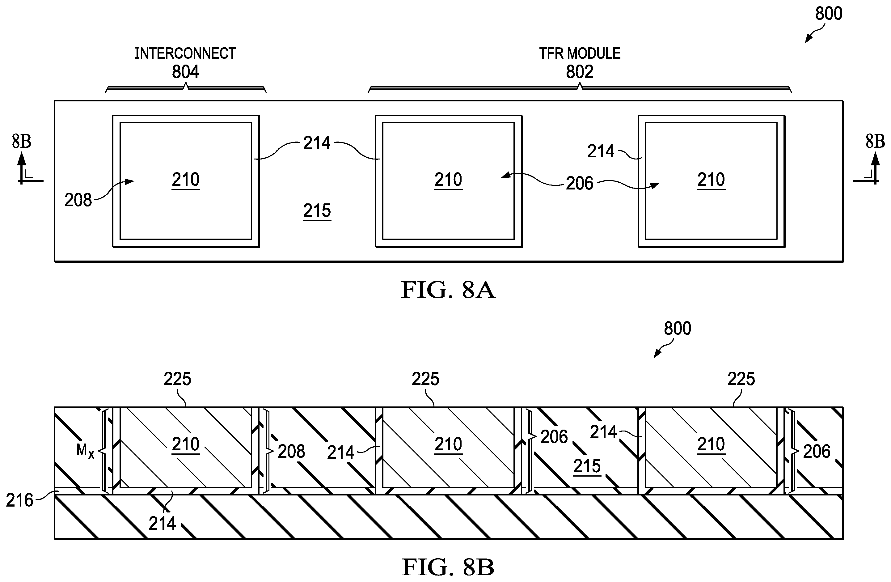 Patent US11824079 Figure 8 – Thin-film resistor (TFR) having a TFR element providing a diffusion barrier for underlying TFR heads