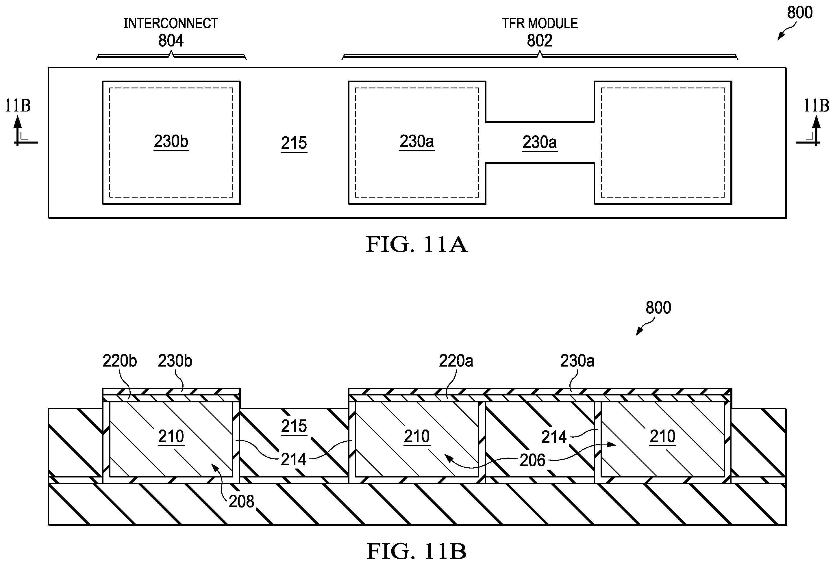 Patent US11824079 Figure 11 – Thin-film resistor (TFR) having a TFR element providing a diffusion barrier for underlying TFR heads