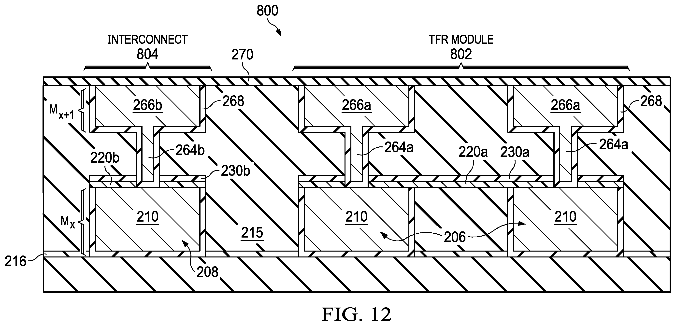 Patent US11824079 Figure 12 – Thin-film resistor (TFR) having a TFR element providing a diffusion barrier for underlying TFR heads