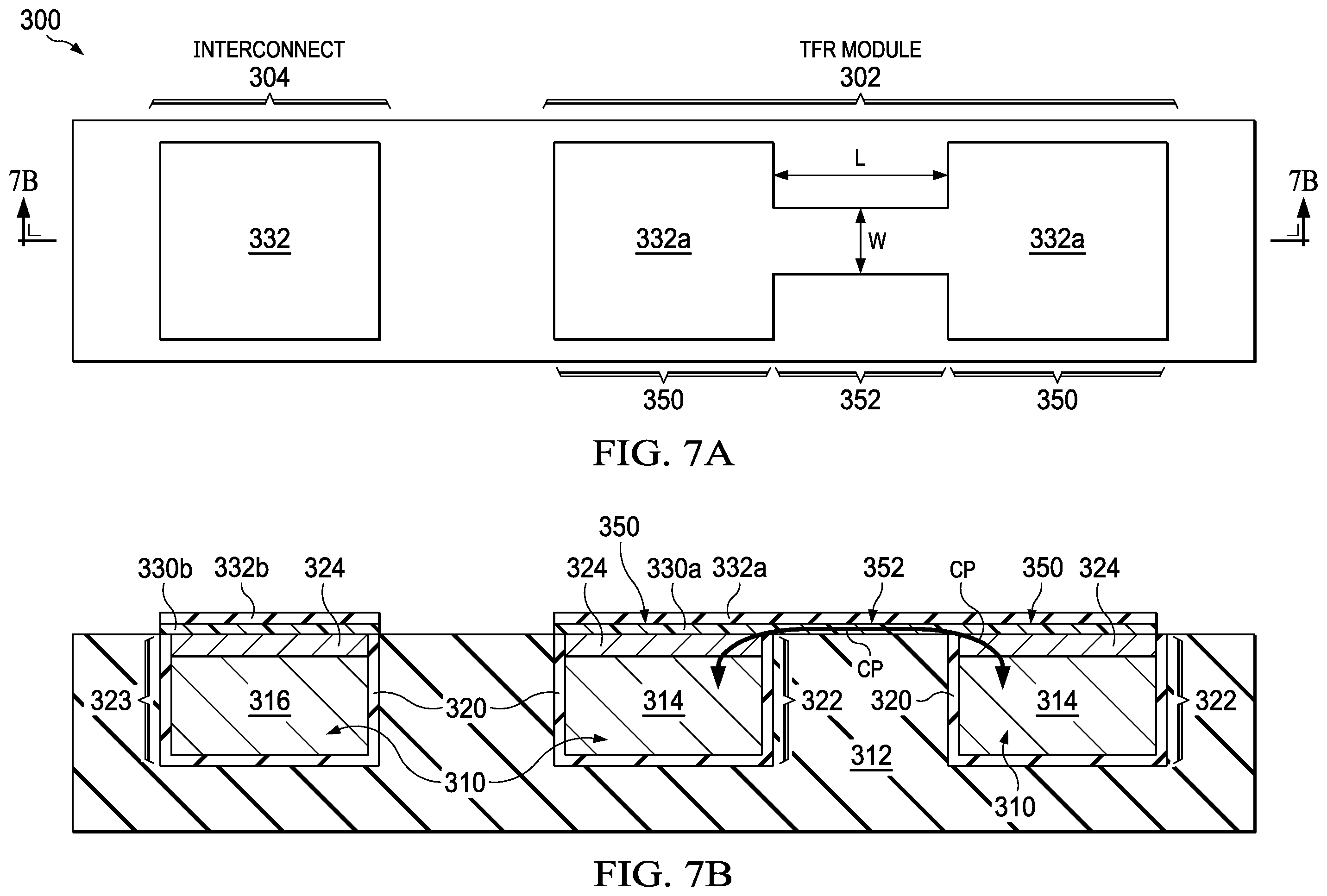 Patent US11824080 Figure 7 – Thin-film resistor (TFR) with displacement-plated TFR heads