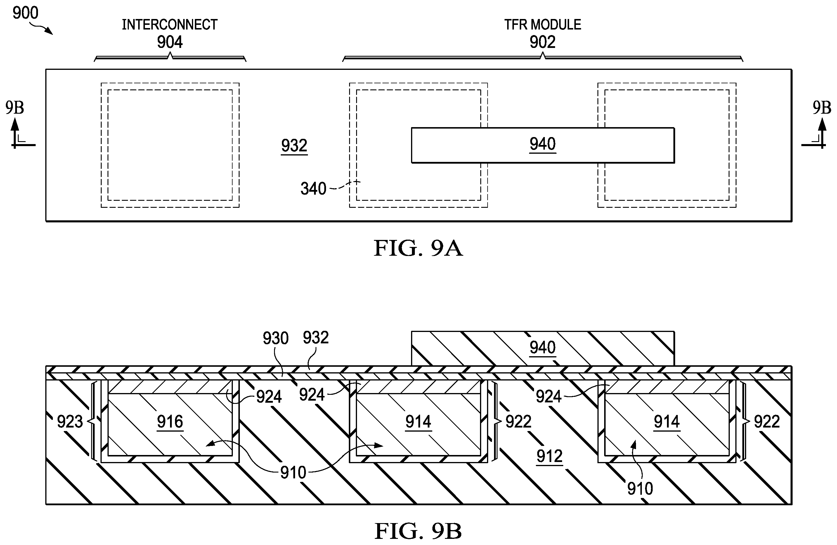 Patent US11824080 Figure 9 – Thin-film resistor (TFR) with displacement-plated TFR heads