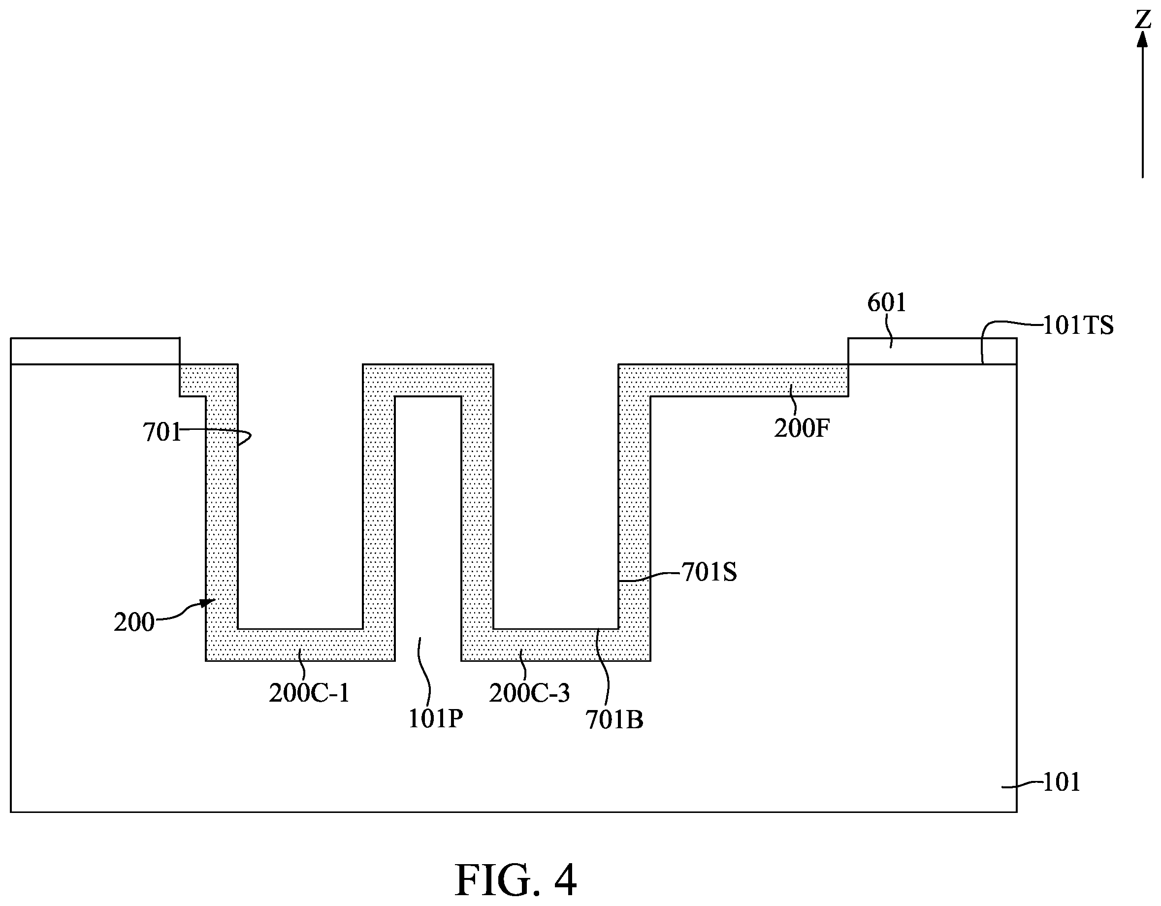 Patent US11824082 Figure 4 – Method for fabricating semiconductor device with capacitors having shared electrode