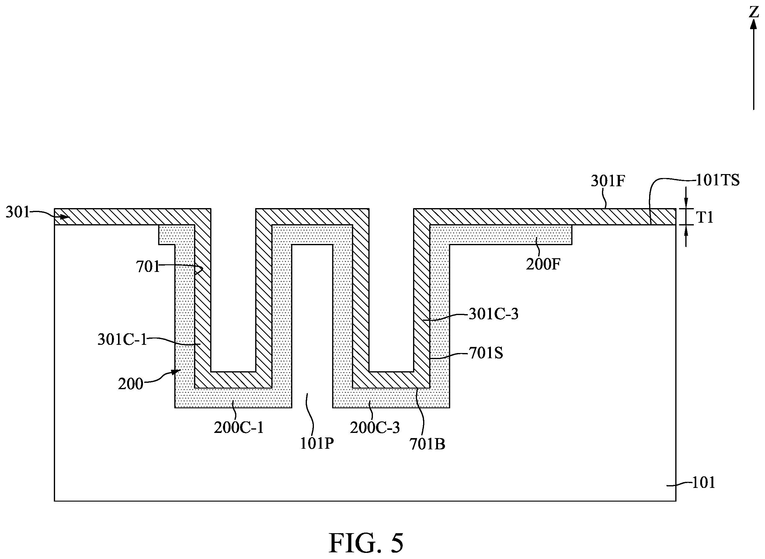 Patent US11824082 Figure 5 – Method for fabricating semiconductor device with capacitors having shared electrode
