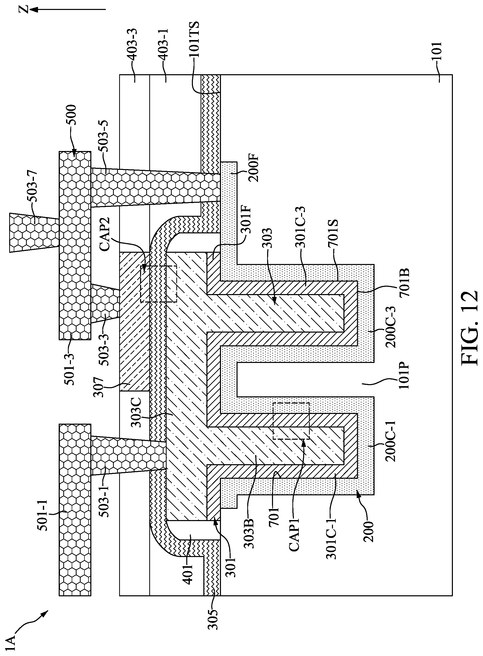 Patent US11824082 Figure 12 – Method for fabricating semiconductor device with capacitors having shared electrode