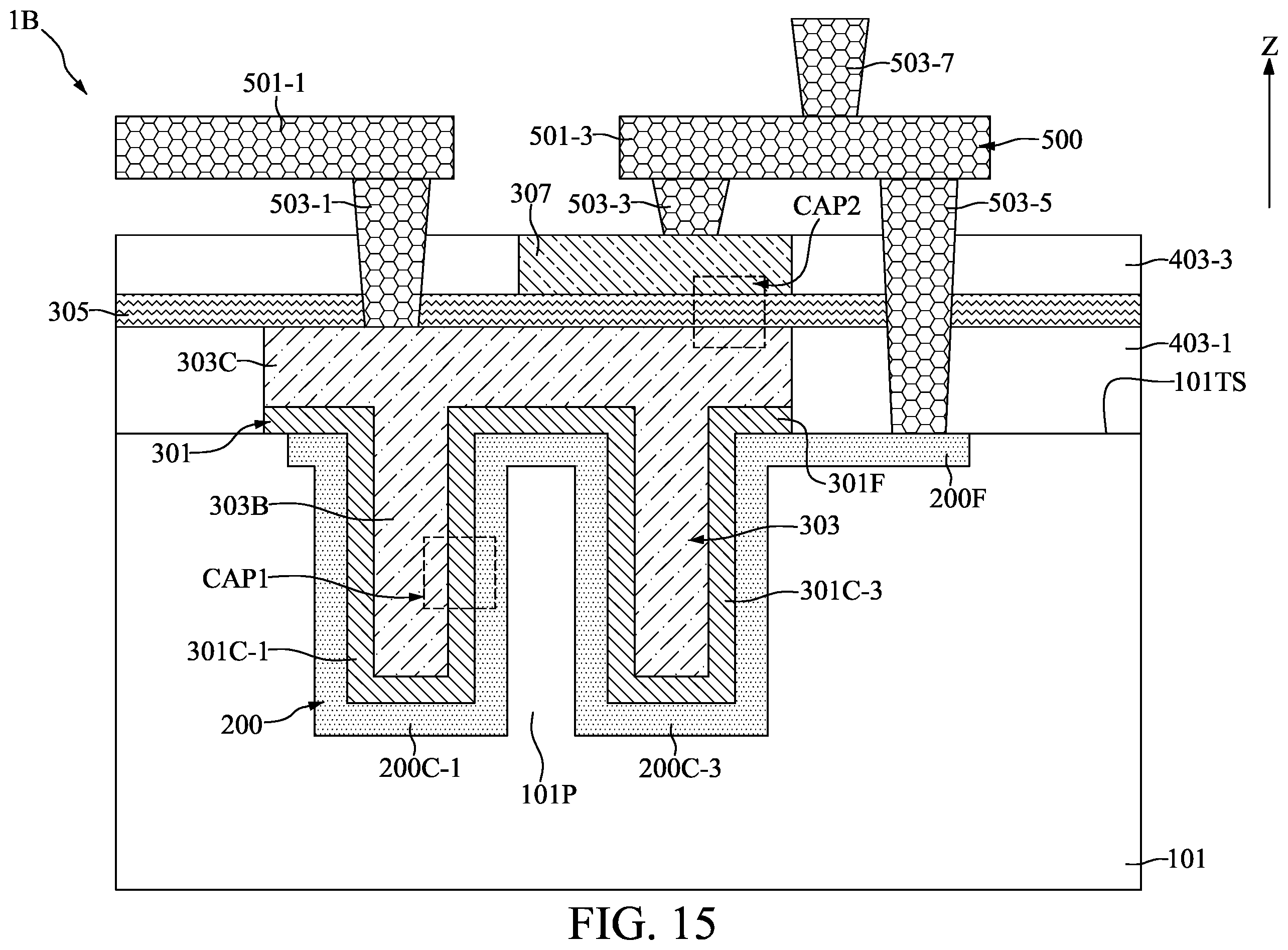 Patent US11824082 Figure 15 – Method for fabricating semiconductor device with capacitors having shared electrode