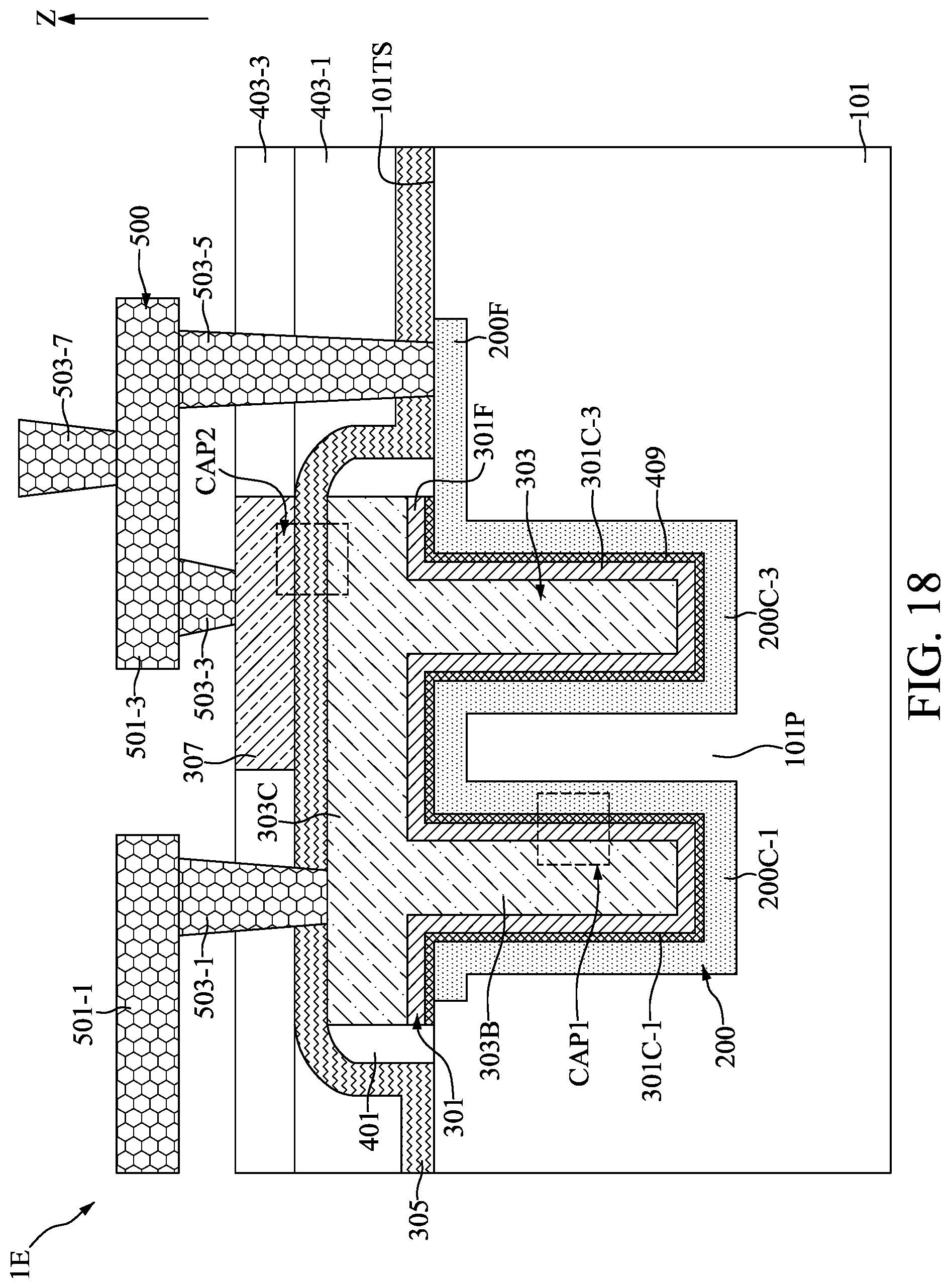 Patent US11824082 Figure 18 – Method for fabricating semiconductor device with capacitors having shared electrode