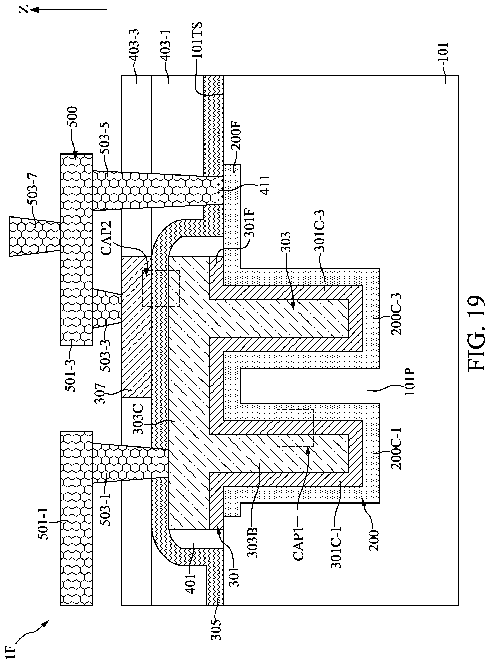 Patent US11824082 Figure 19 – Method for fabricating semiconductor device with capacitors having shared electrode