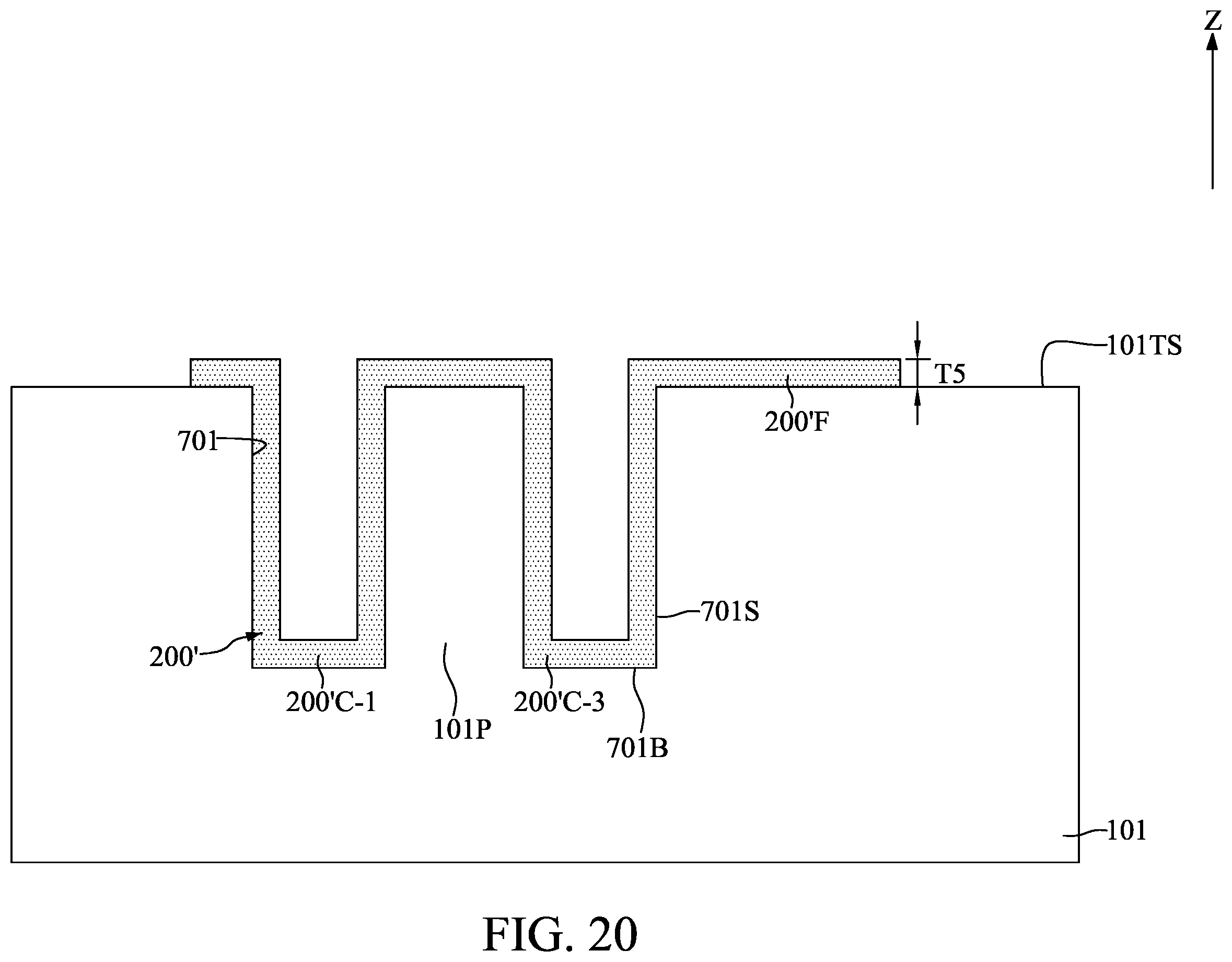 Patent US11824082 Figure 20 – Method for fabricating semiconductor device with capacitors having shared electrode