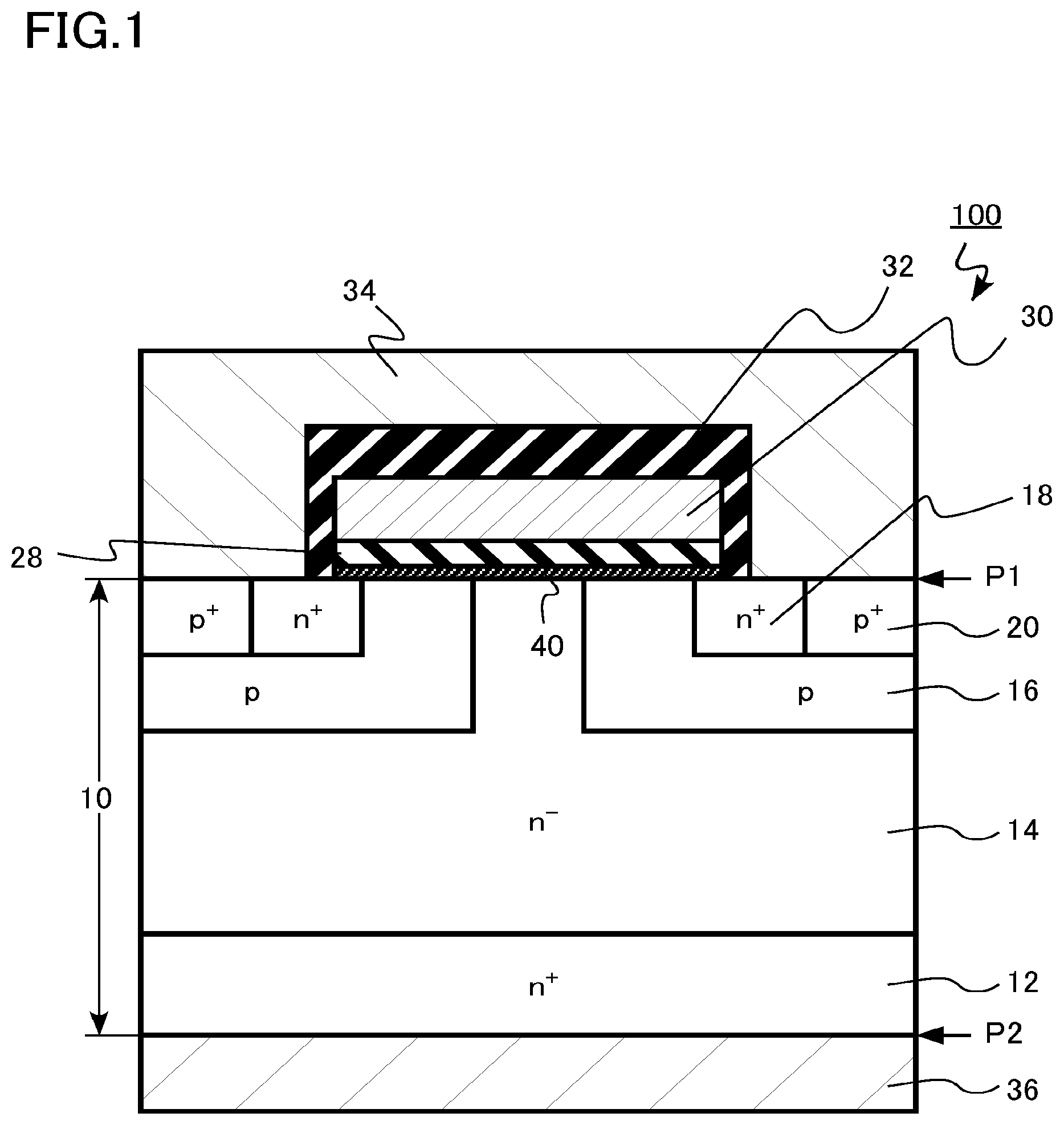 Patent US11824083 Figure 1 – Semiconductor device, semiconductor device manufacturing method, inverter circuit, drive device, vehicle, and elevator