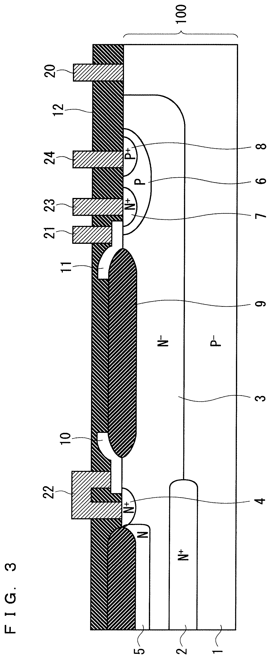 Patent US11824085 Figure 3 – Semiconductor device comprising a MOSFET having a RESURF region and higher peak impurity concentration diffusion region in the RESURF region