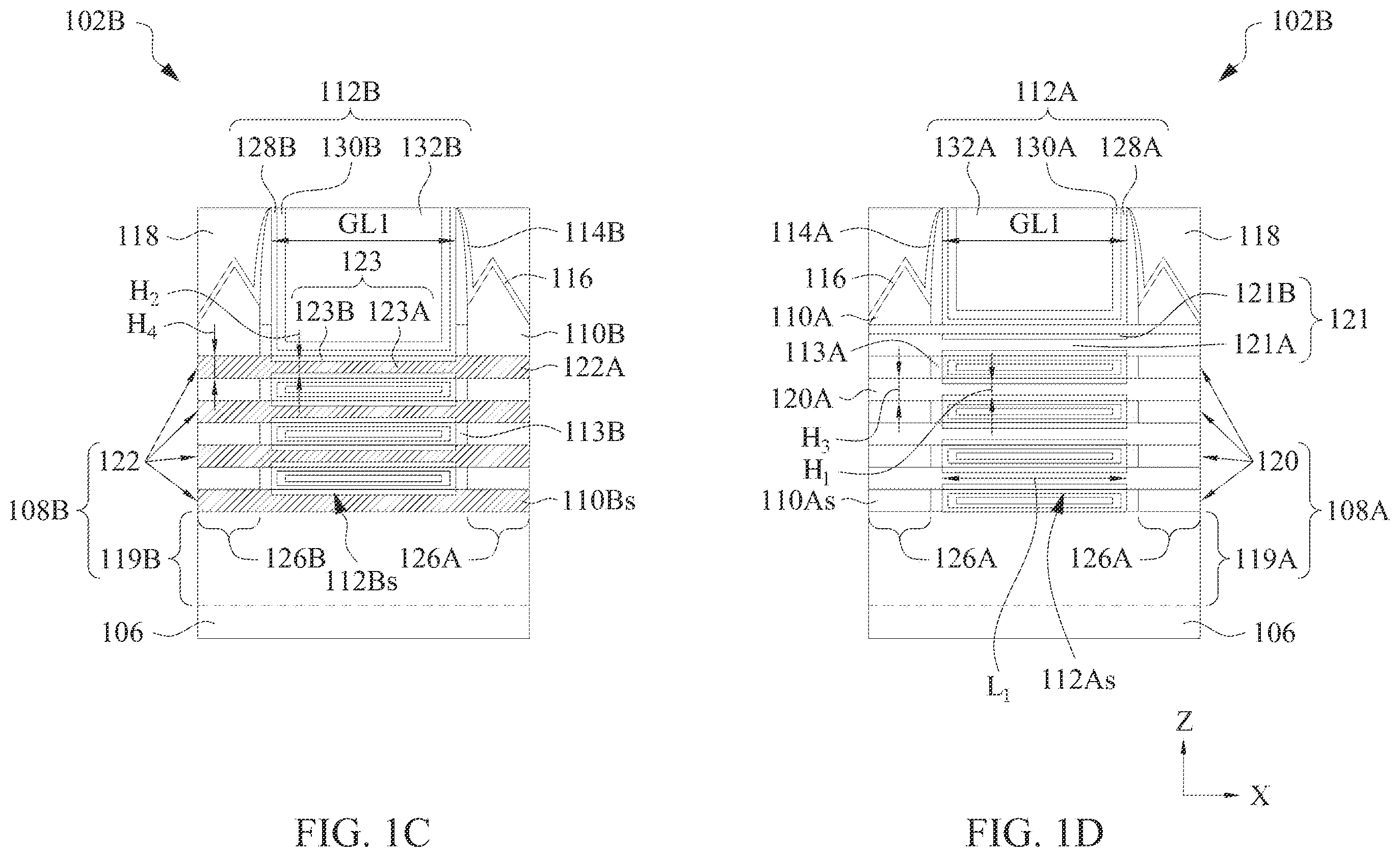 Patent US11824089 Figure 2 – Core-shell nanostructures for semiconductor devices