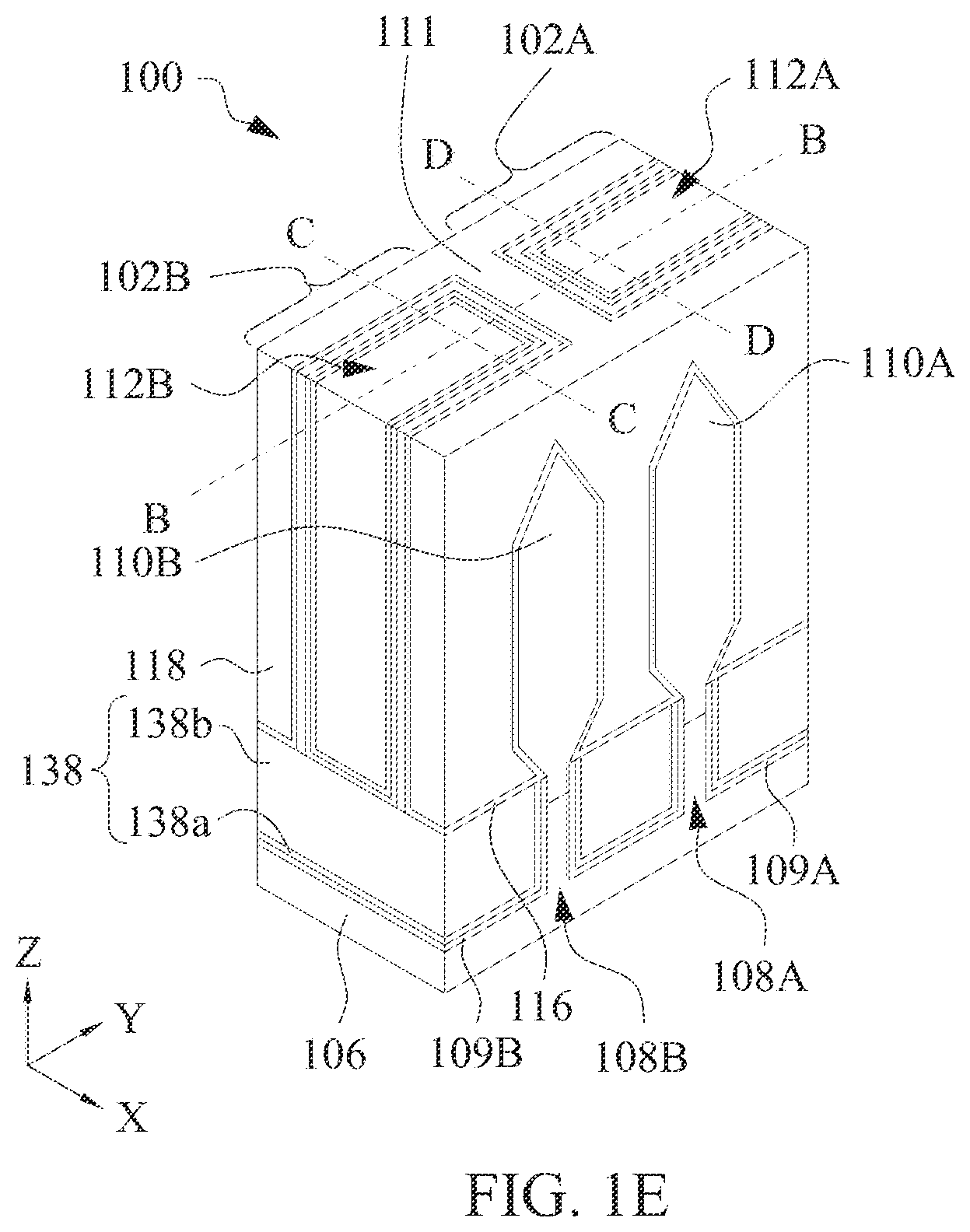 Patent US11824089 Figure 3 – Core-shell nanostructures for semiconductor devices