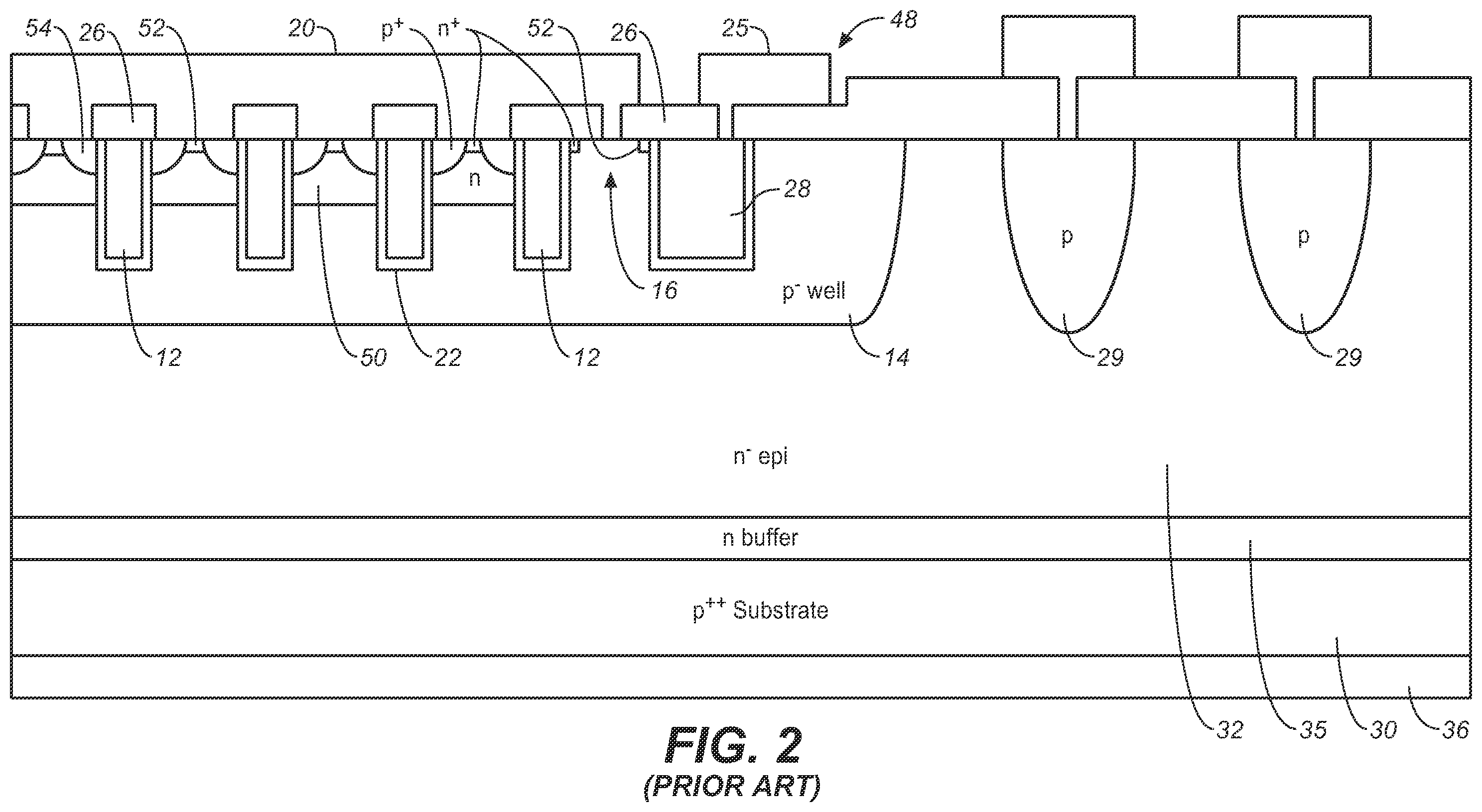 Patent US11824092 Figure 2 – Insulated trench gates with dopants implanted through gate oxide