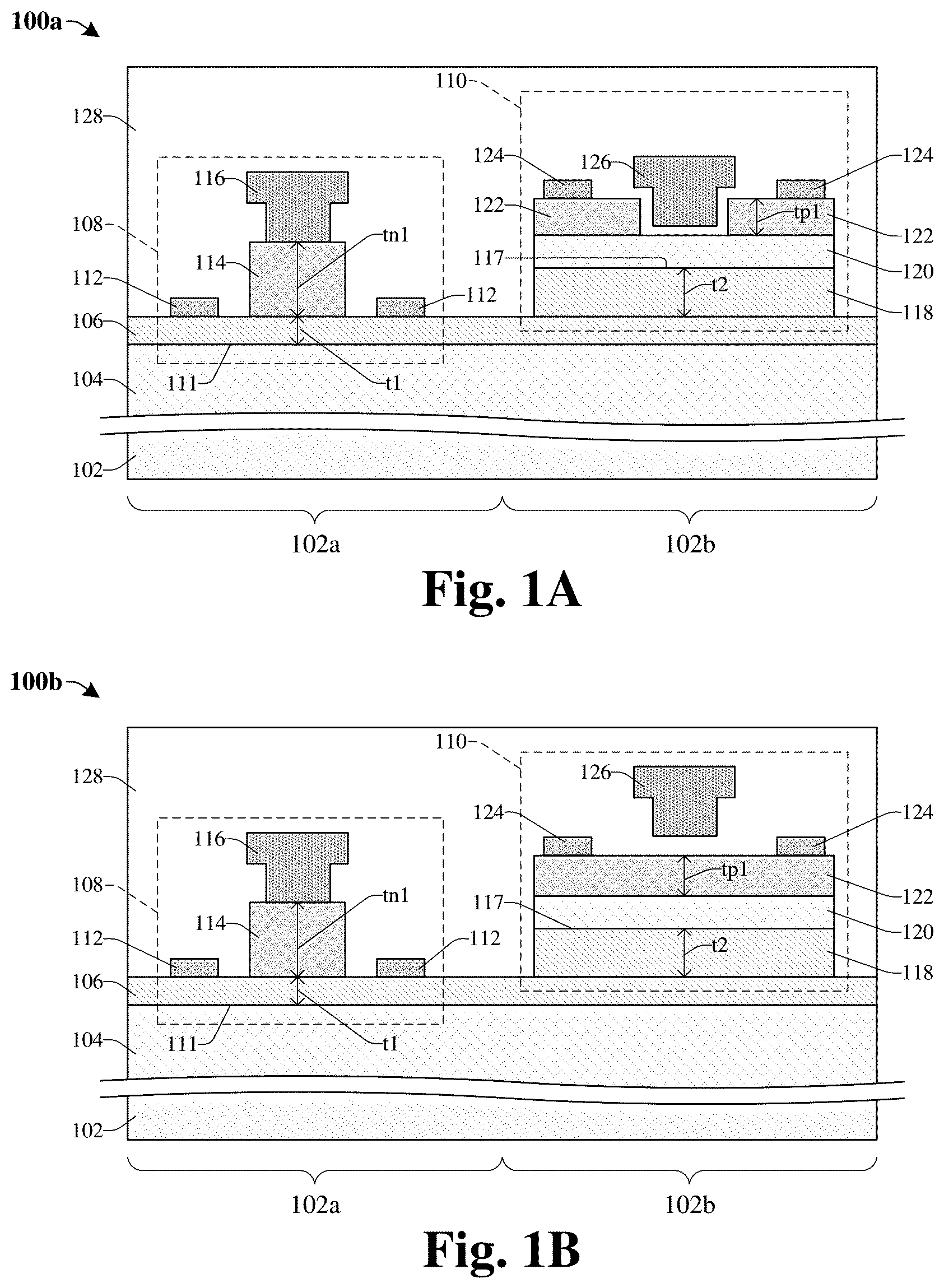 Patent US11824109 — Integration of p-channel and n-channel E-FET III-V devices with optimization of device performance — Figure 1