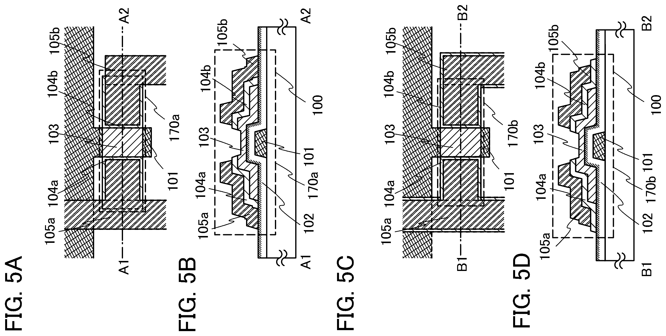 Patent US11824124 Figure 5 – Liquid crystal display device including transistor comprising oxide semiconductor