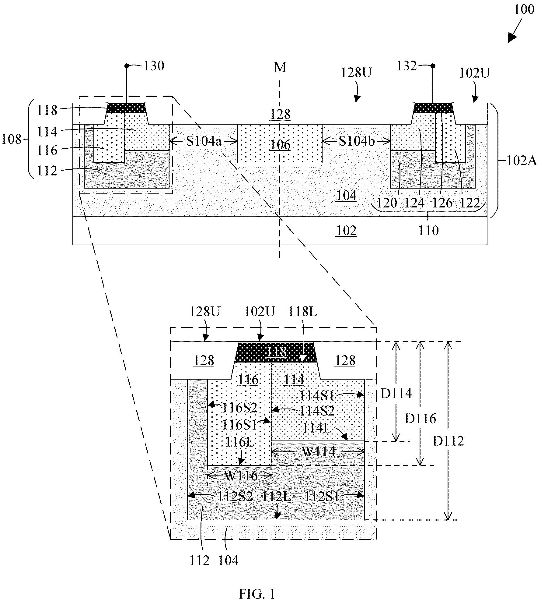 Patent US11824125 Figure 1 – Electrostatic discharge protection devices for bi-directional current protection
