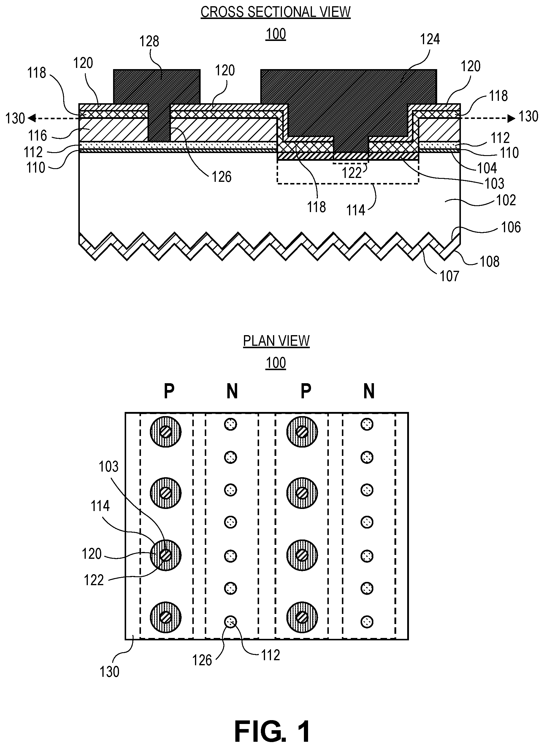 Patent US11824126 Figure 1 – Aligned metallization for solar cells