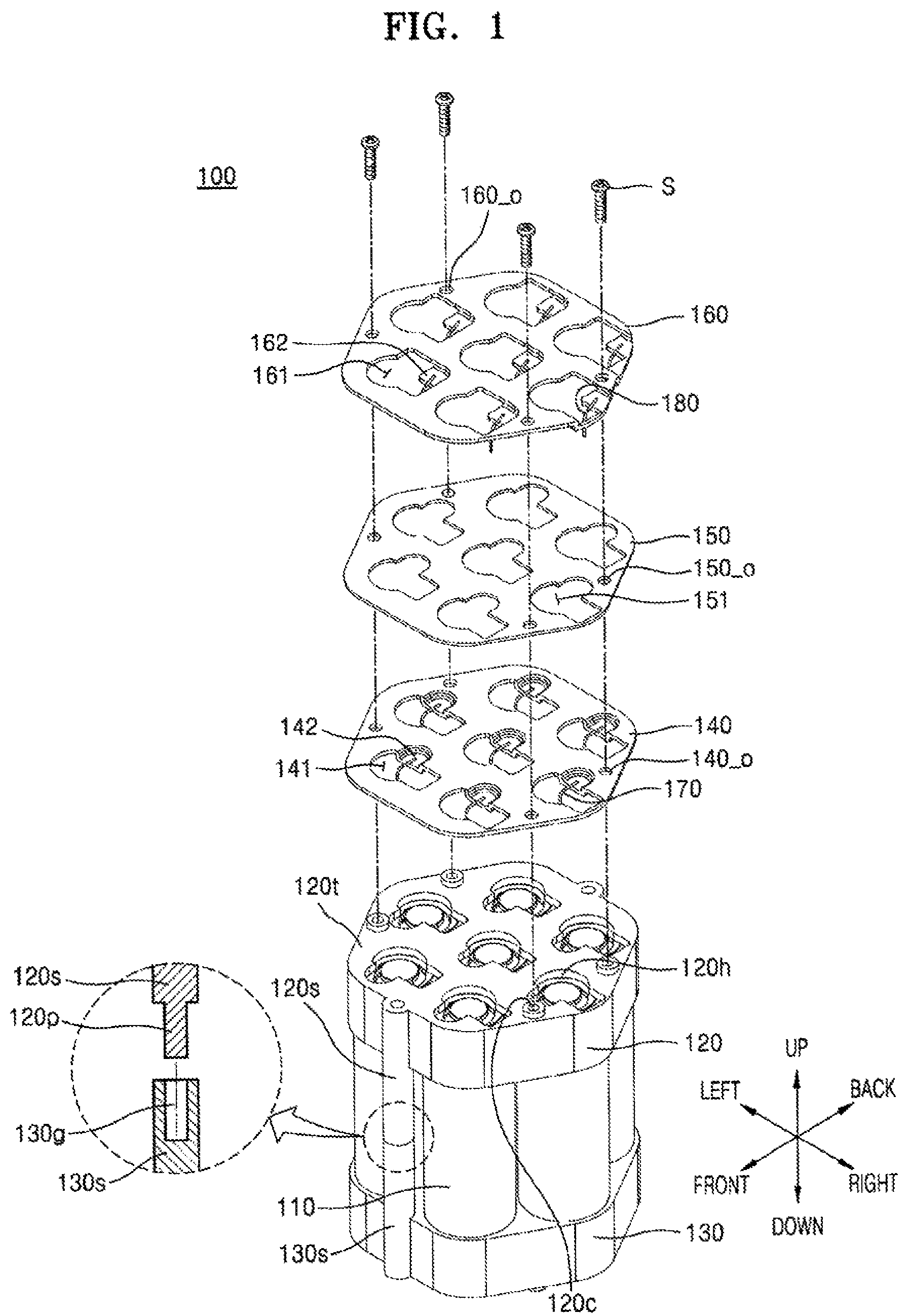 Patent US11824175 Figure 1 – Battery module