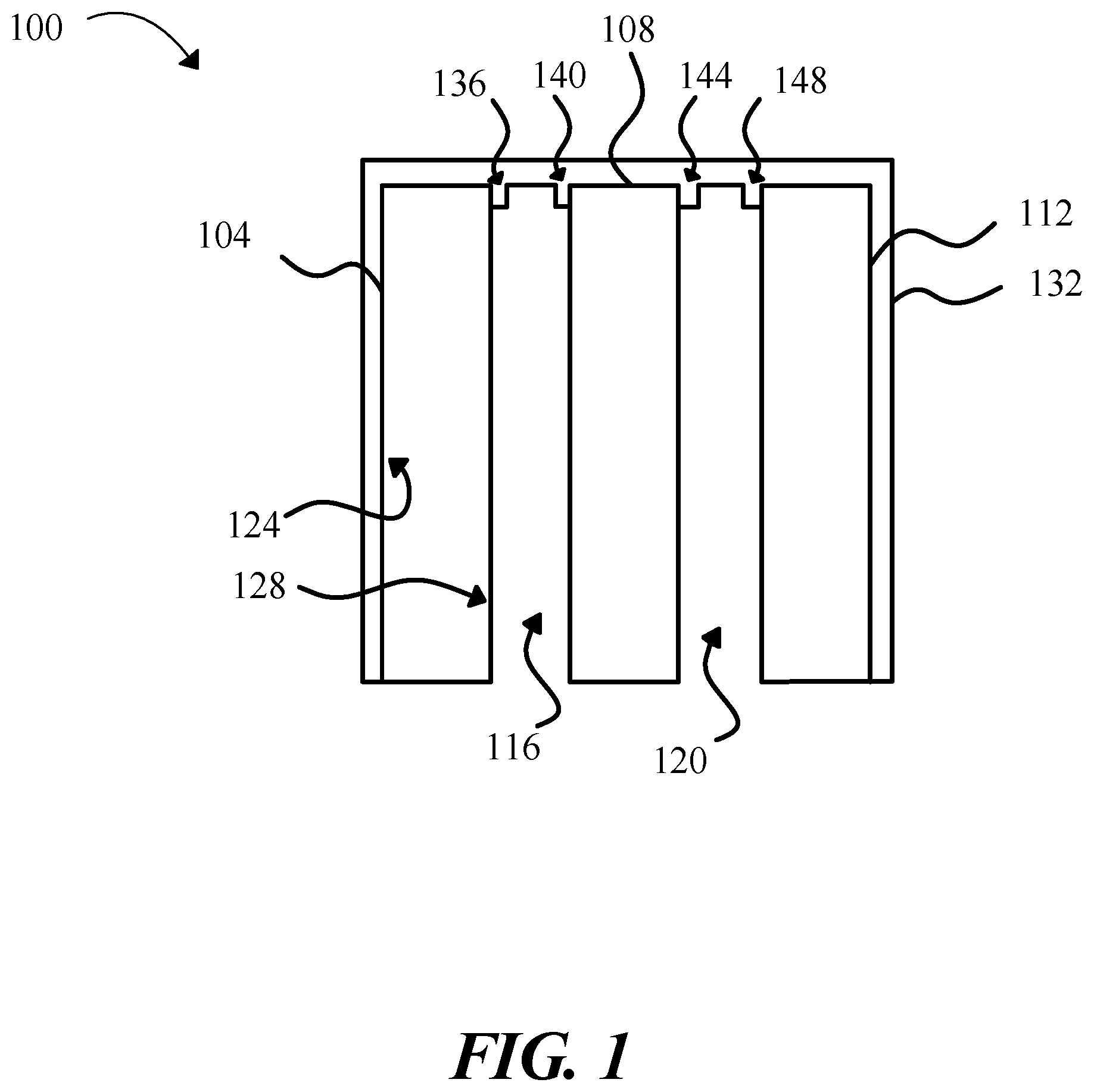 Patent US11824176 Figure 1 – Systems and methods for battery pack cooling using a cooling fin
